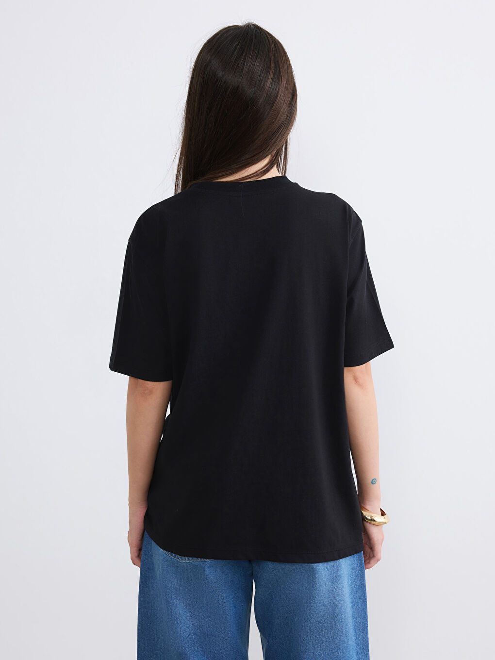 Siyah Petite Bisiklet Yaka Büzgü Detaylı Bluz-4