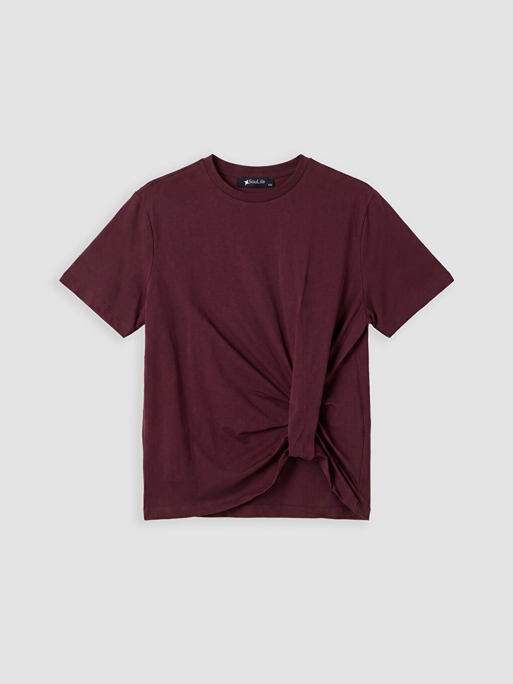 Bordo Petite Bisiklet Yaka Büzgülü Bluz-4