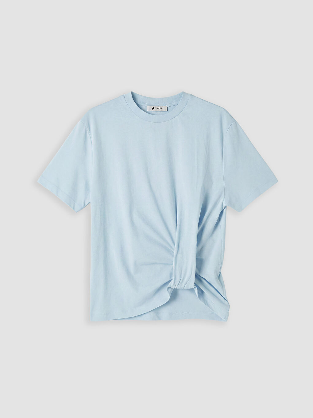 Mavi Petite Bisiklet Yaka Büzgülü Bluz-4