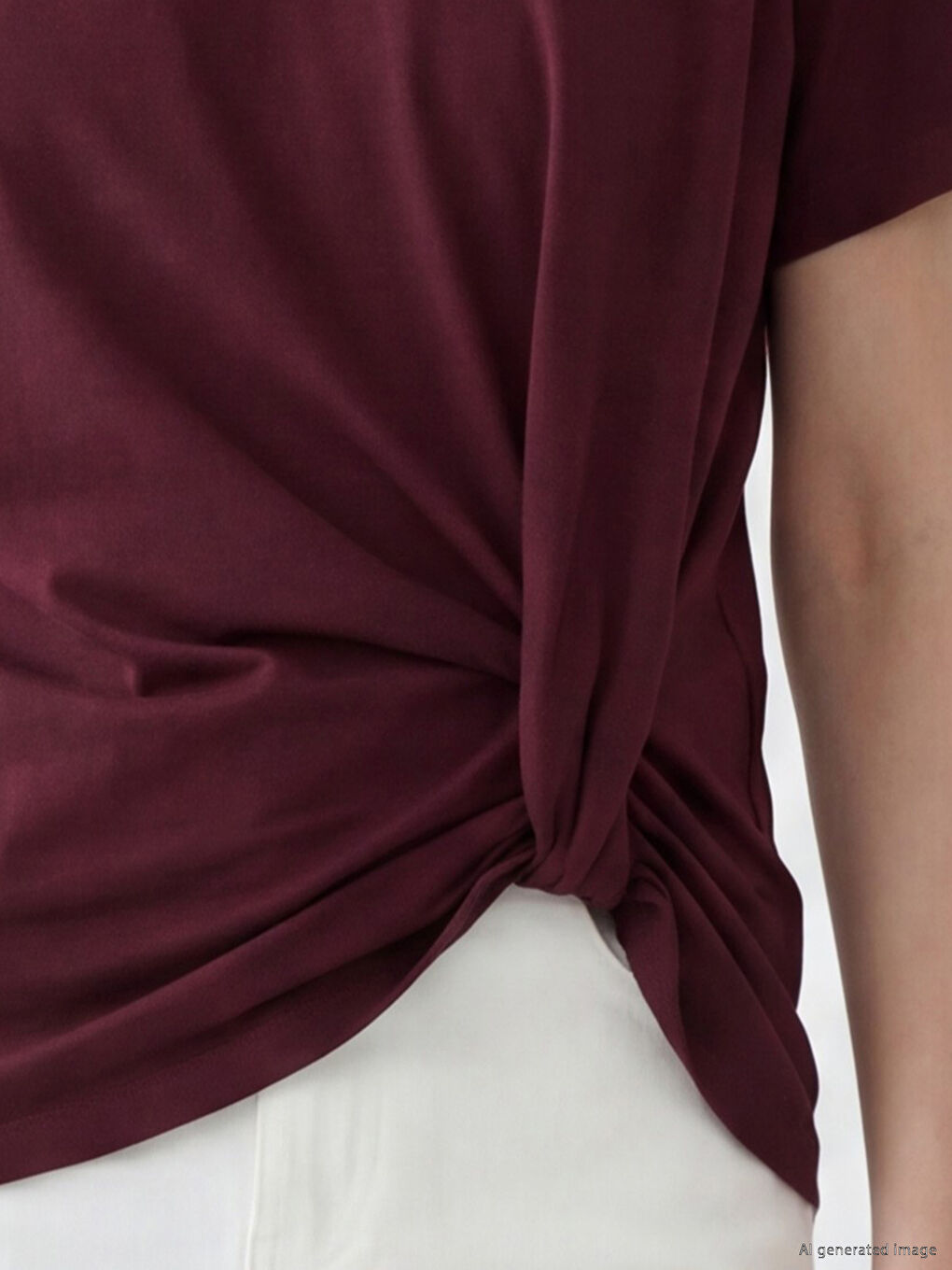 Bordo Petite Bisiklet Yaka Büzgülü Bluz-2
