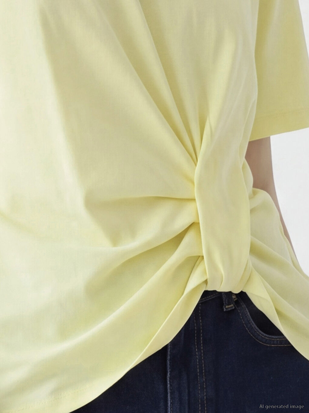 Sarı Petite Bisiklet Yaka Büzgülü Bluz-2