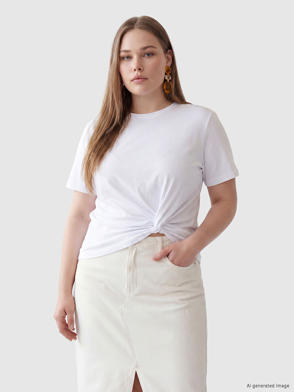 Petite Crew Neck Ruched Blouse-1