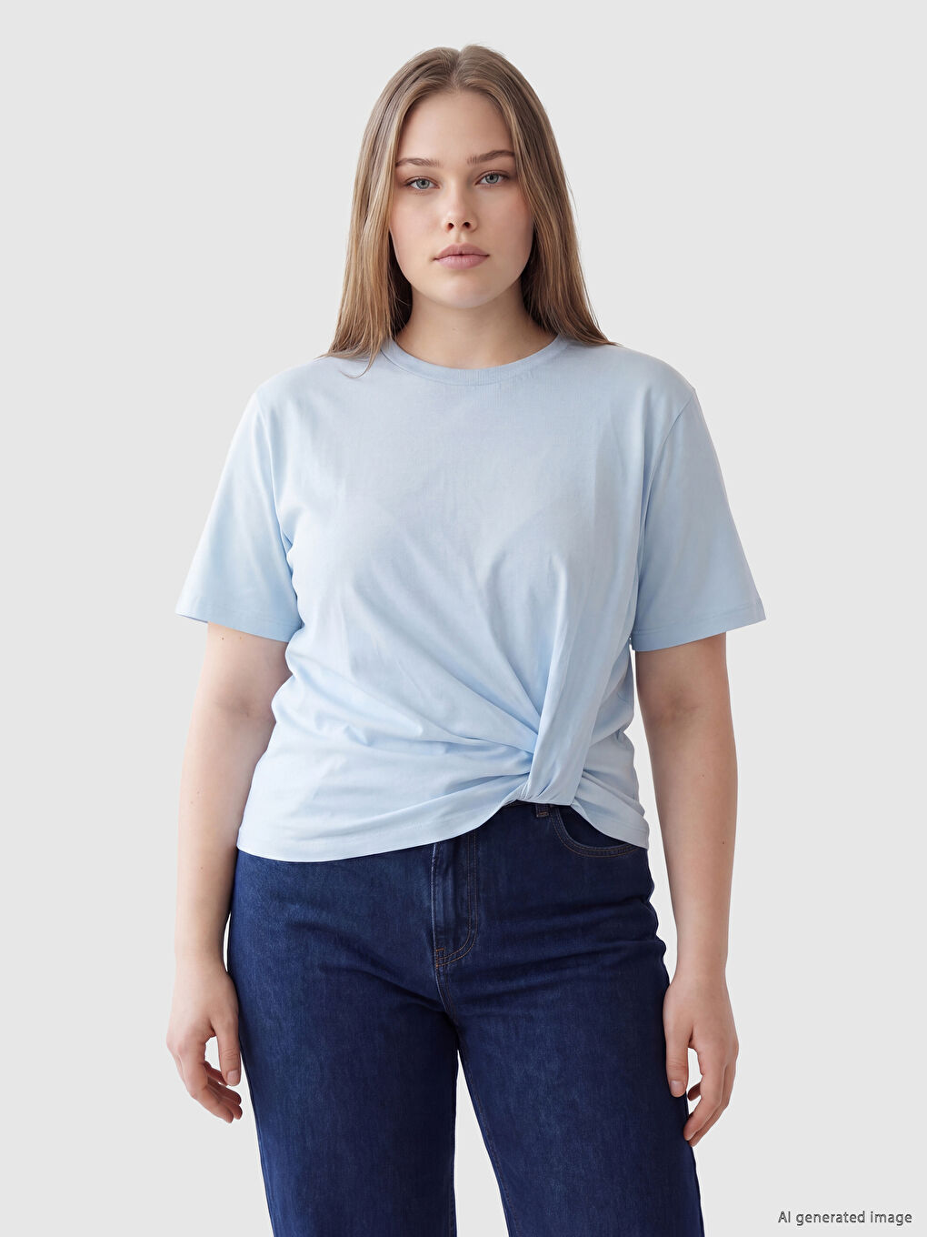 Petite Crew Neck Ruched Blouse-1