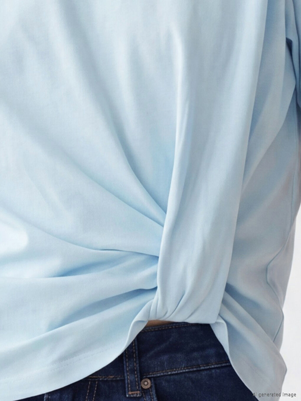 Mavi Petite Bisiklet Yaka Büzgülü Bluz-2