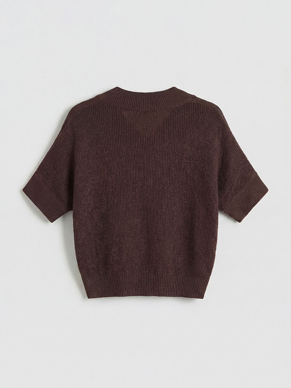 Kahverengi V Yaka Kadın Triko Kazak	-1