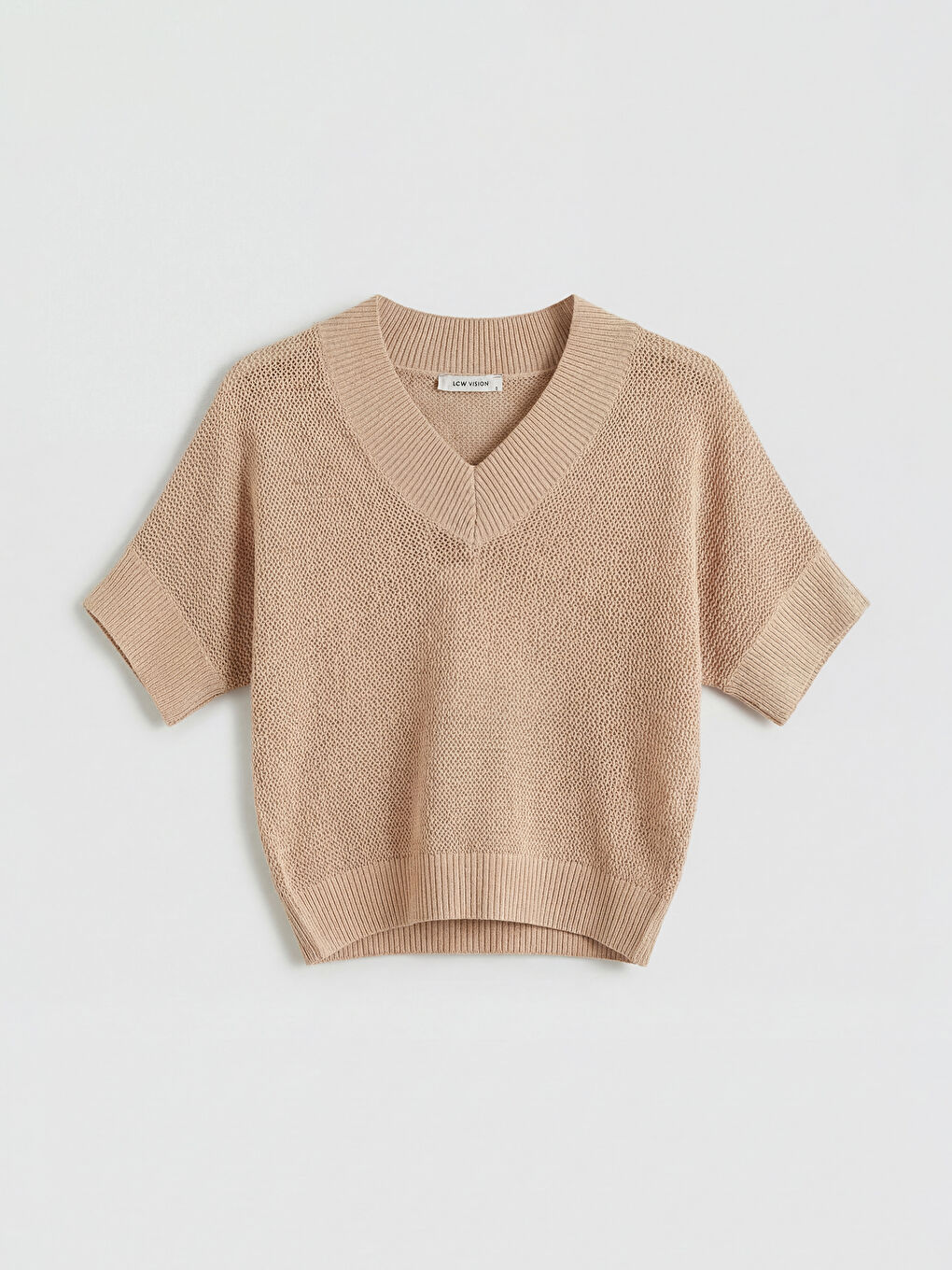 Sarı V Yaka Kadın Triko Kazak	