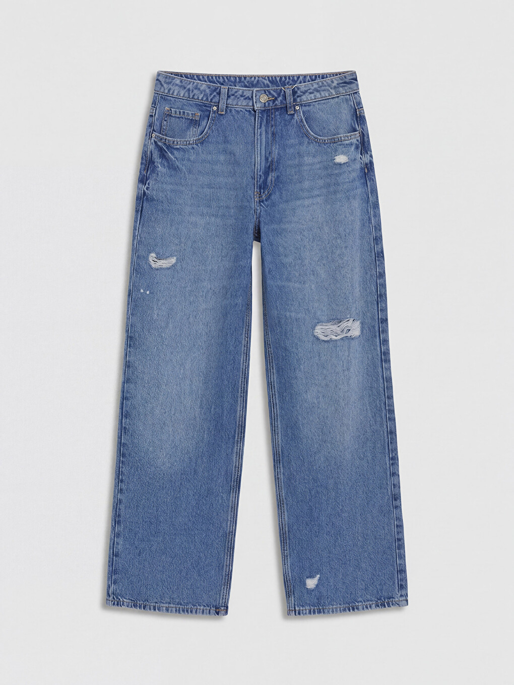 Jeans Femme Jambe Large Déchirés Détaillés