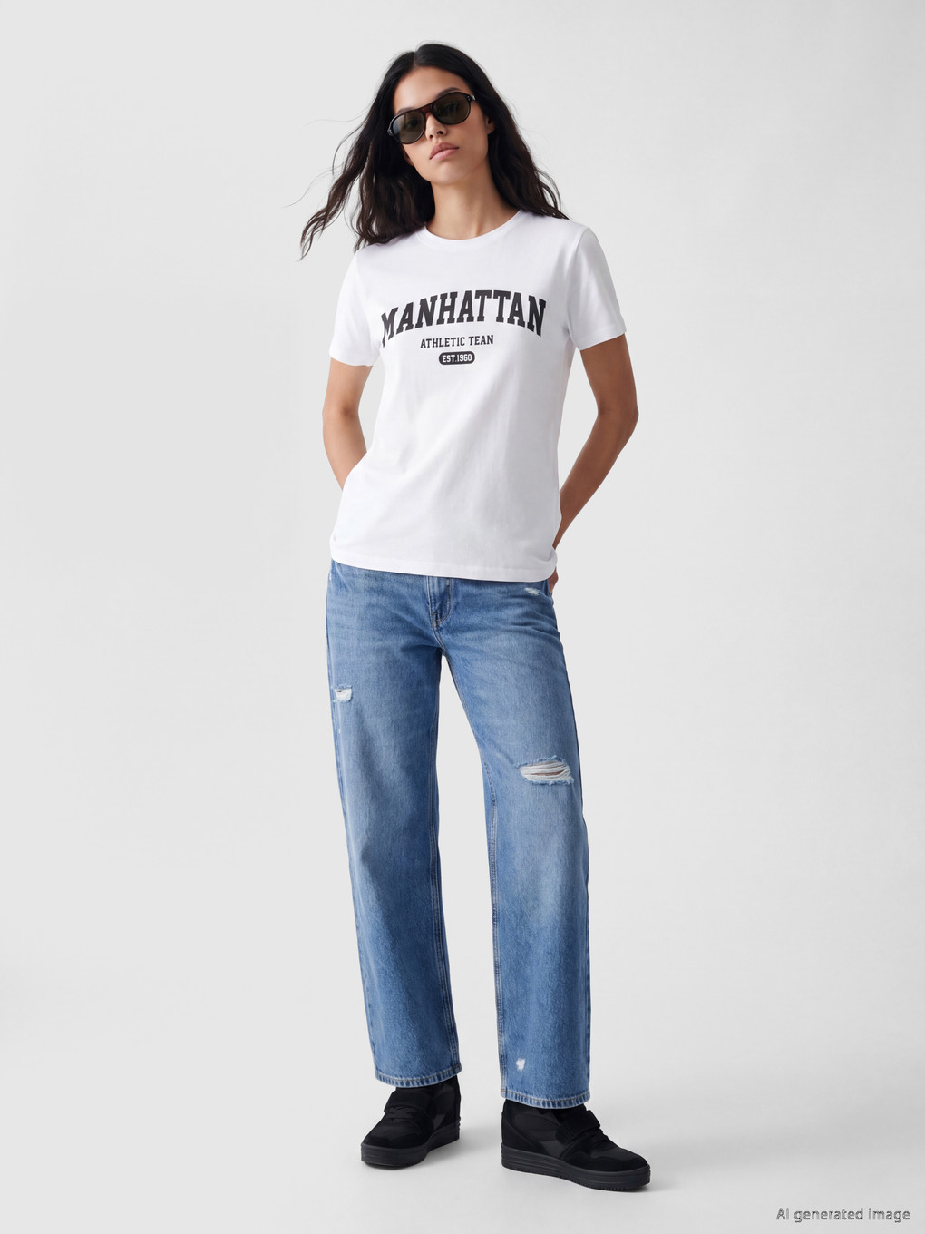 Ripped Detailed Wideleg Women's Jeans