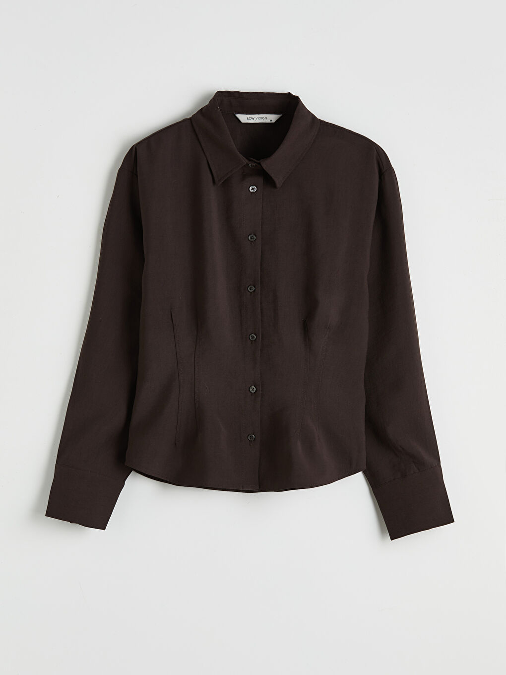 Kahverengi Büzgülü Kadın Gömlek