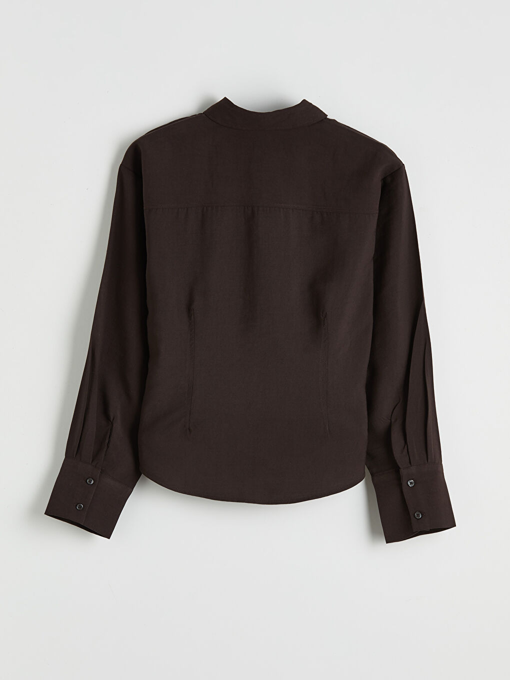 Kahverengi Büzgülü Kadın Gömlek-1