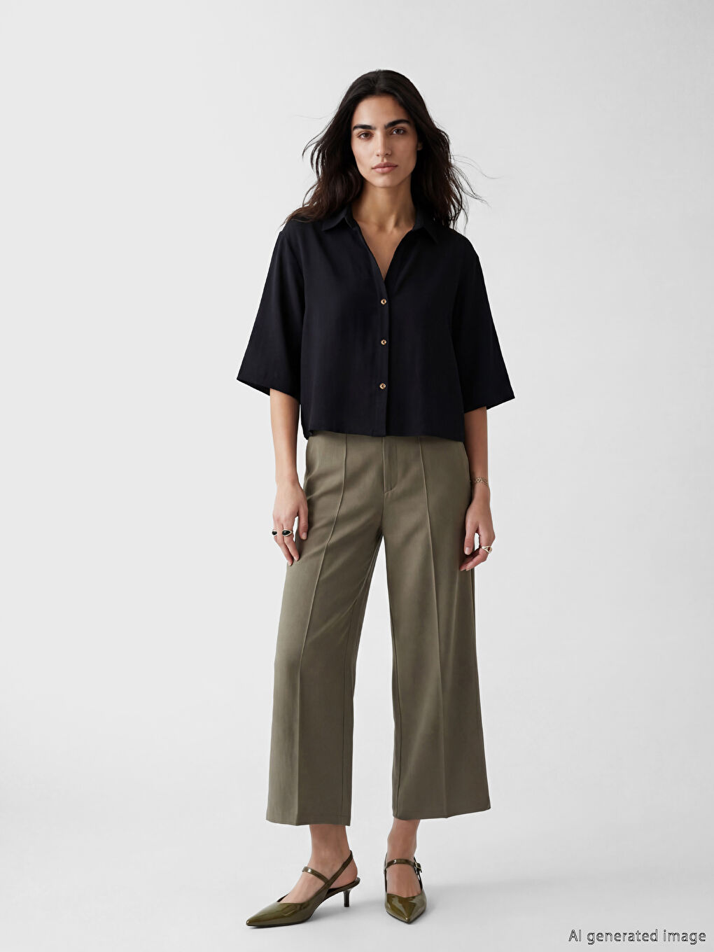 Siyah Oversize Kadın Gömlek-1