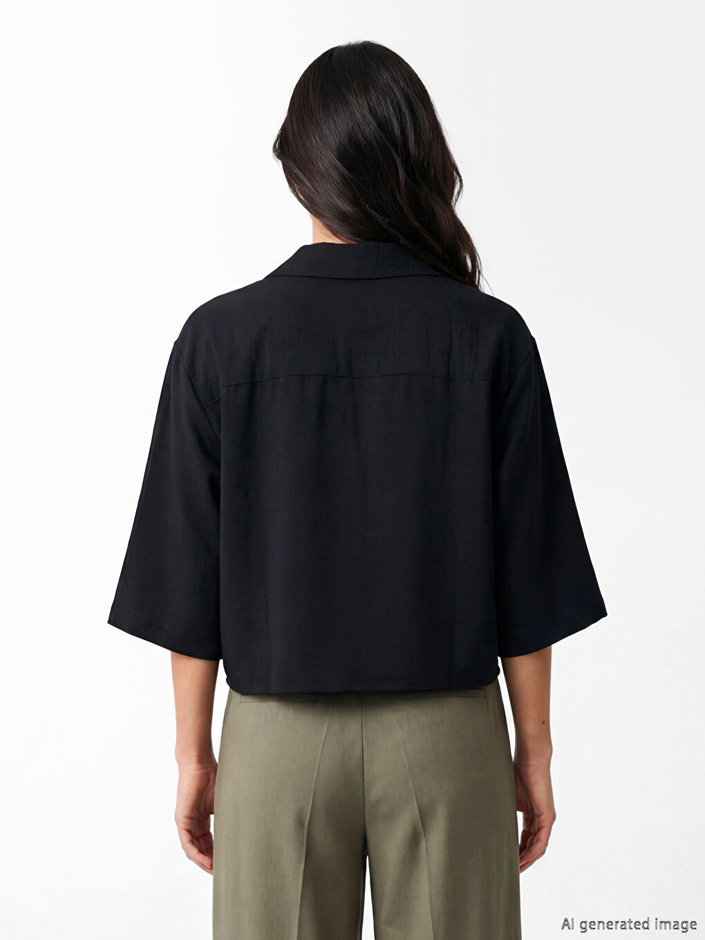 Siyah Oversize Kadın Gömlek-2