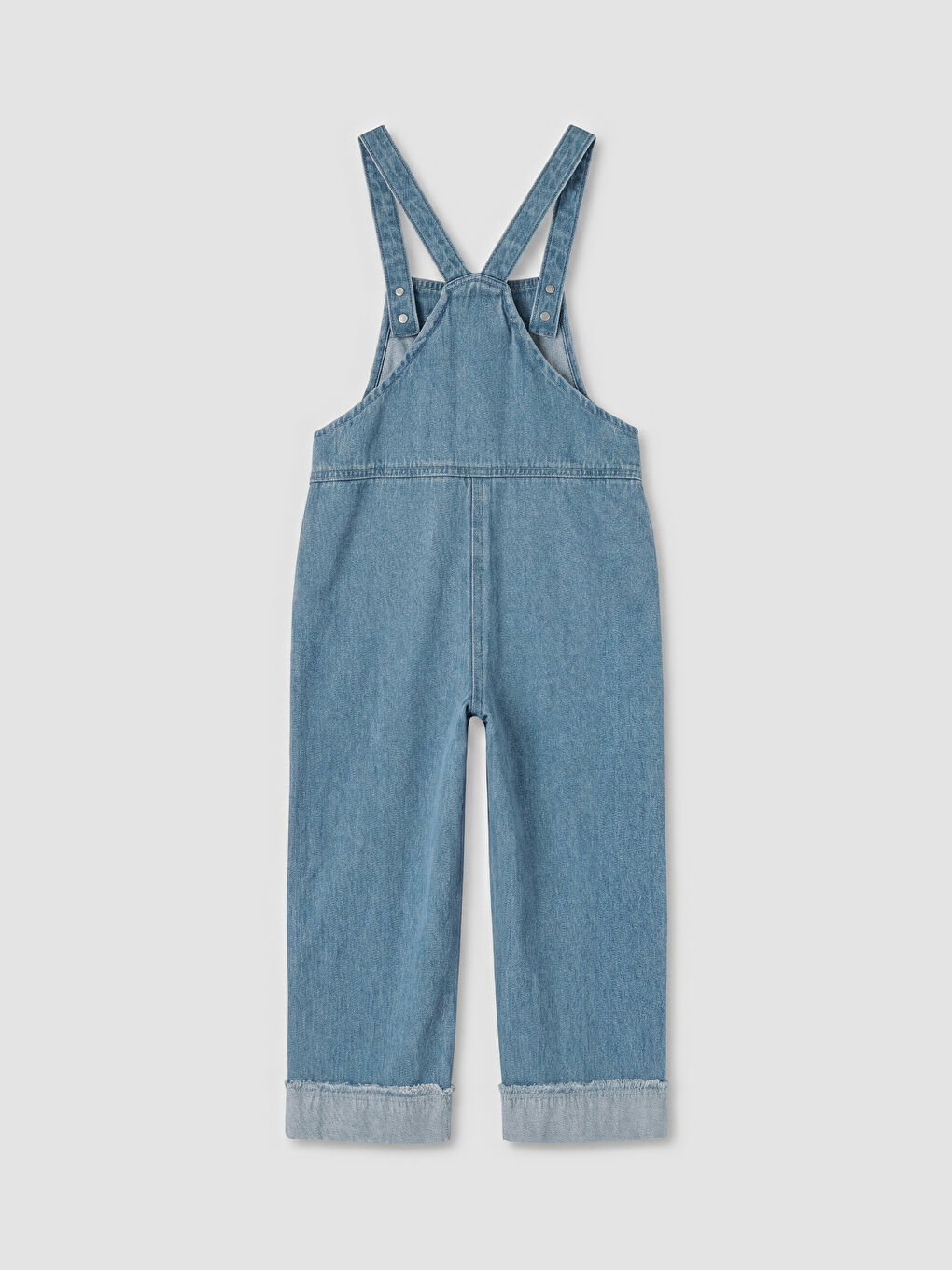 Square Neck Embroidered Girls' Jean Dungarees-1