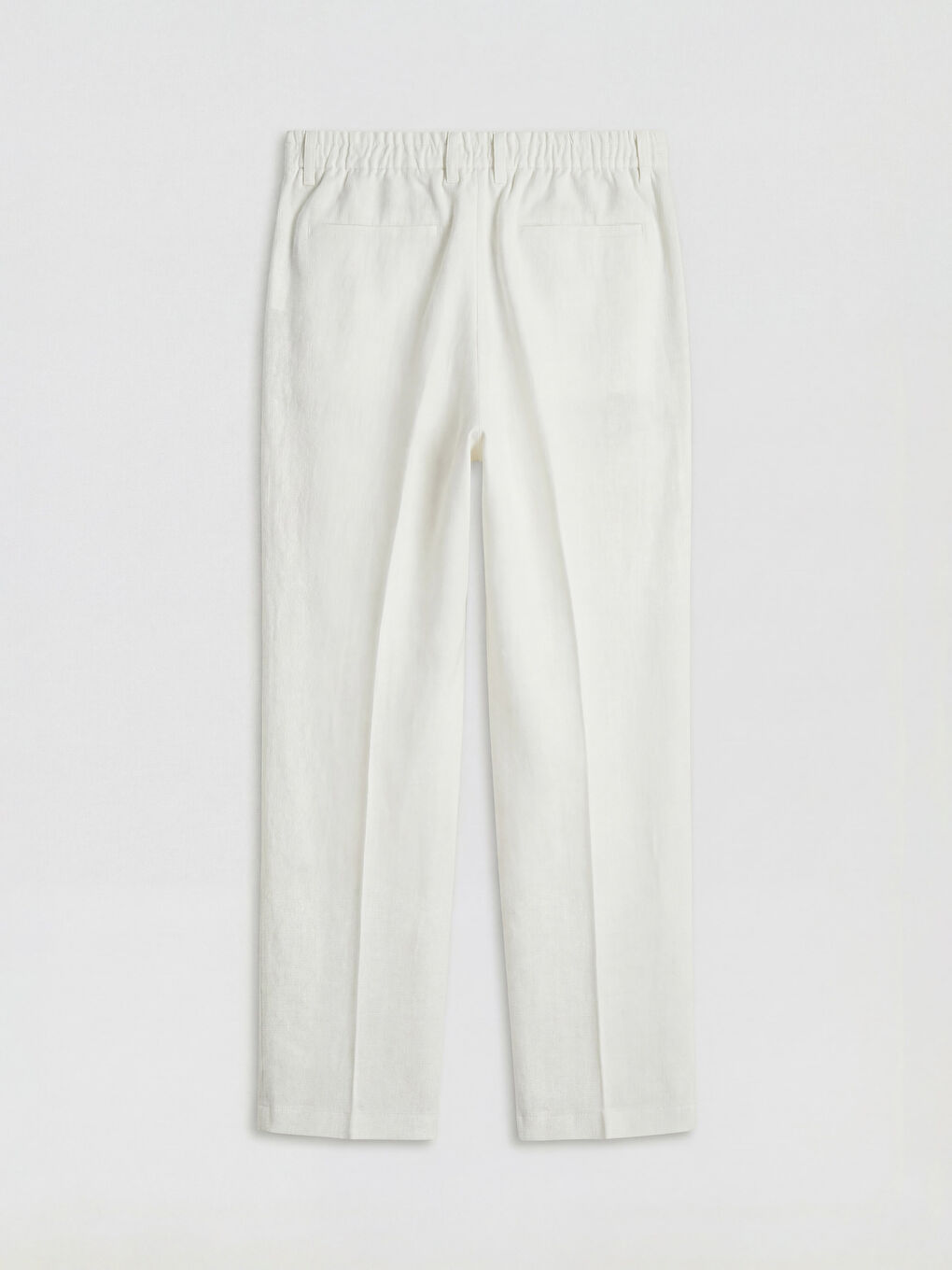 Ekru Standart Kalıp Keten Erkek Pileli Pantolon-1