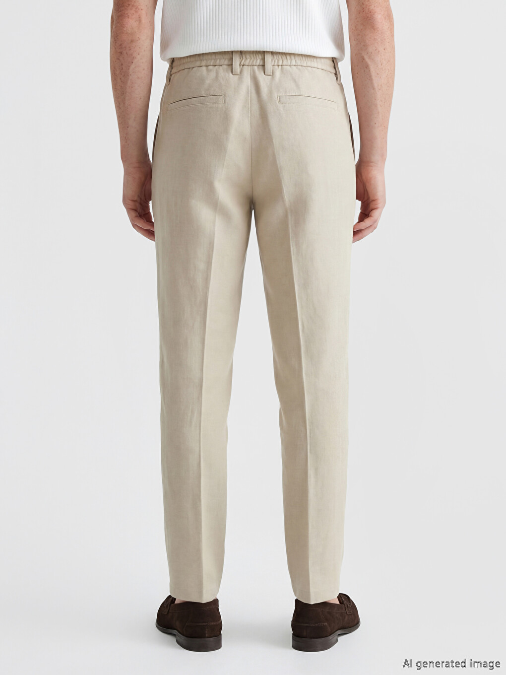 Standard Fit Linen Men's Pleated Trousers-3