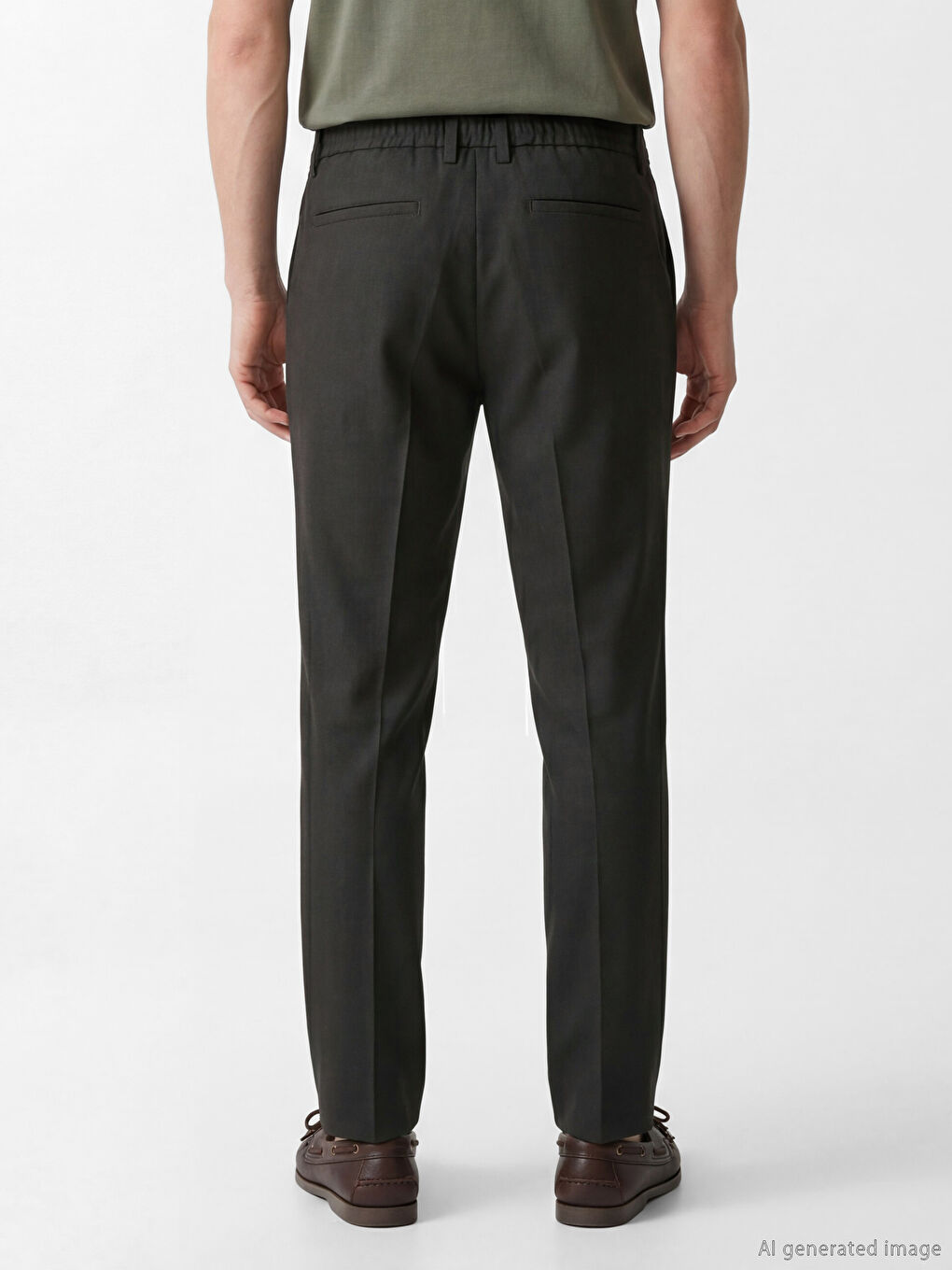 Kahverengi Standart Kalıp Erkek Pileli Keten Pantolon-3