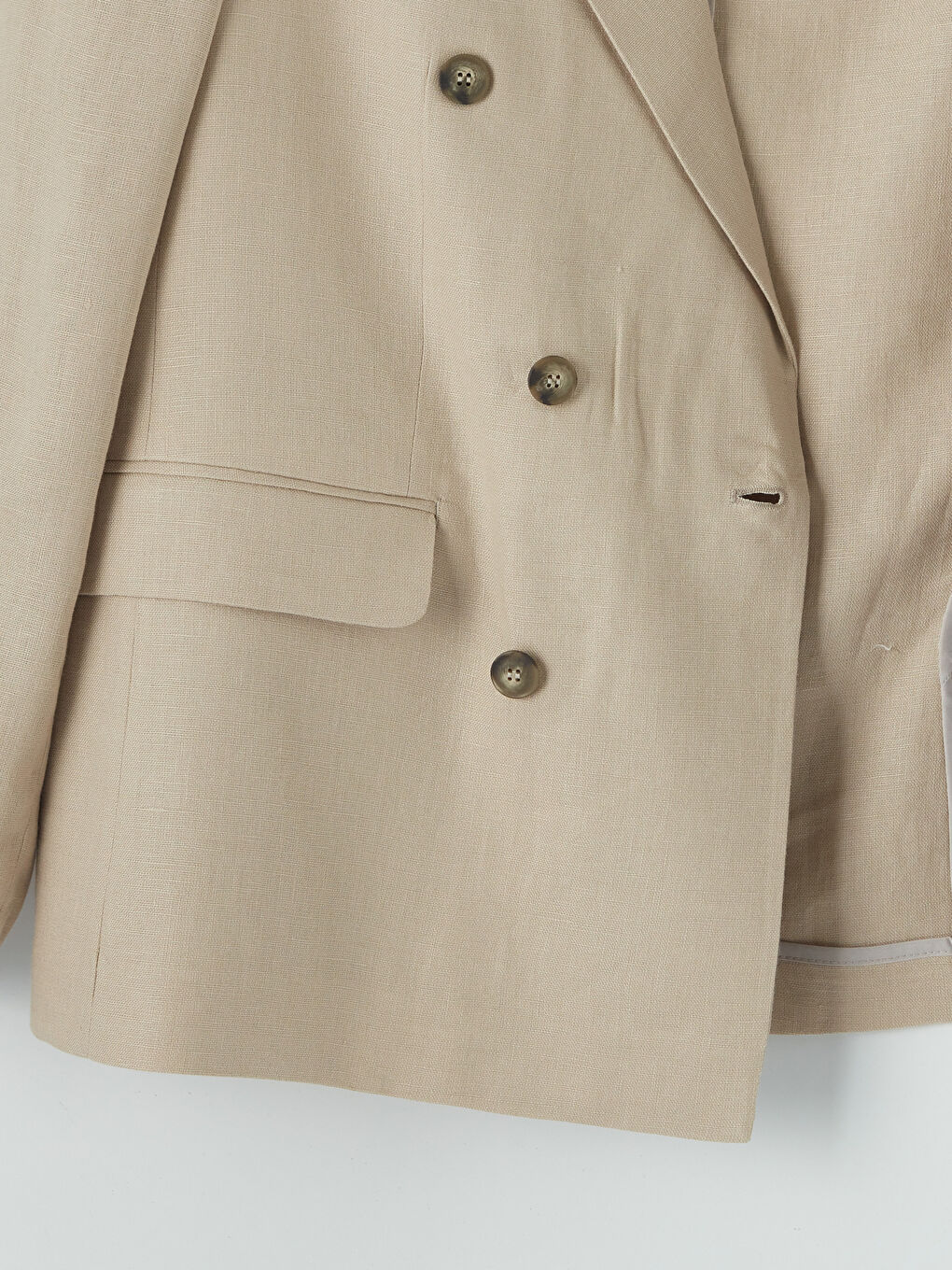 Bej Standart Kalıp Erkek Keten Blazer Ceket-2