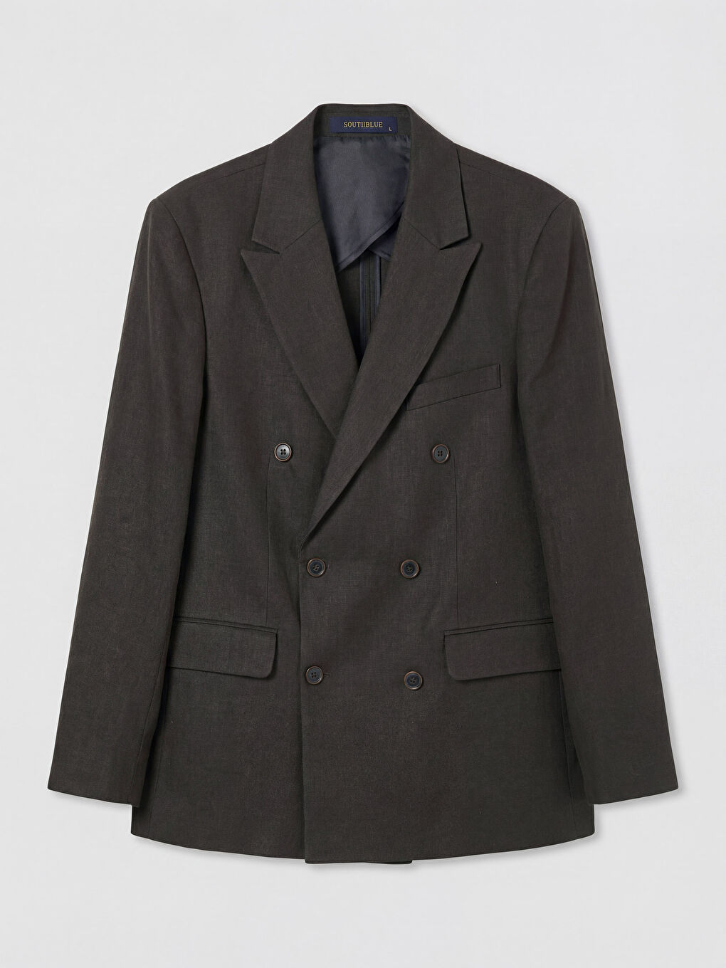 Kahverengi Standart Kalıp Erkek Keten Blazer Ceket