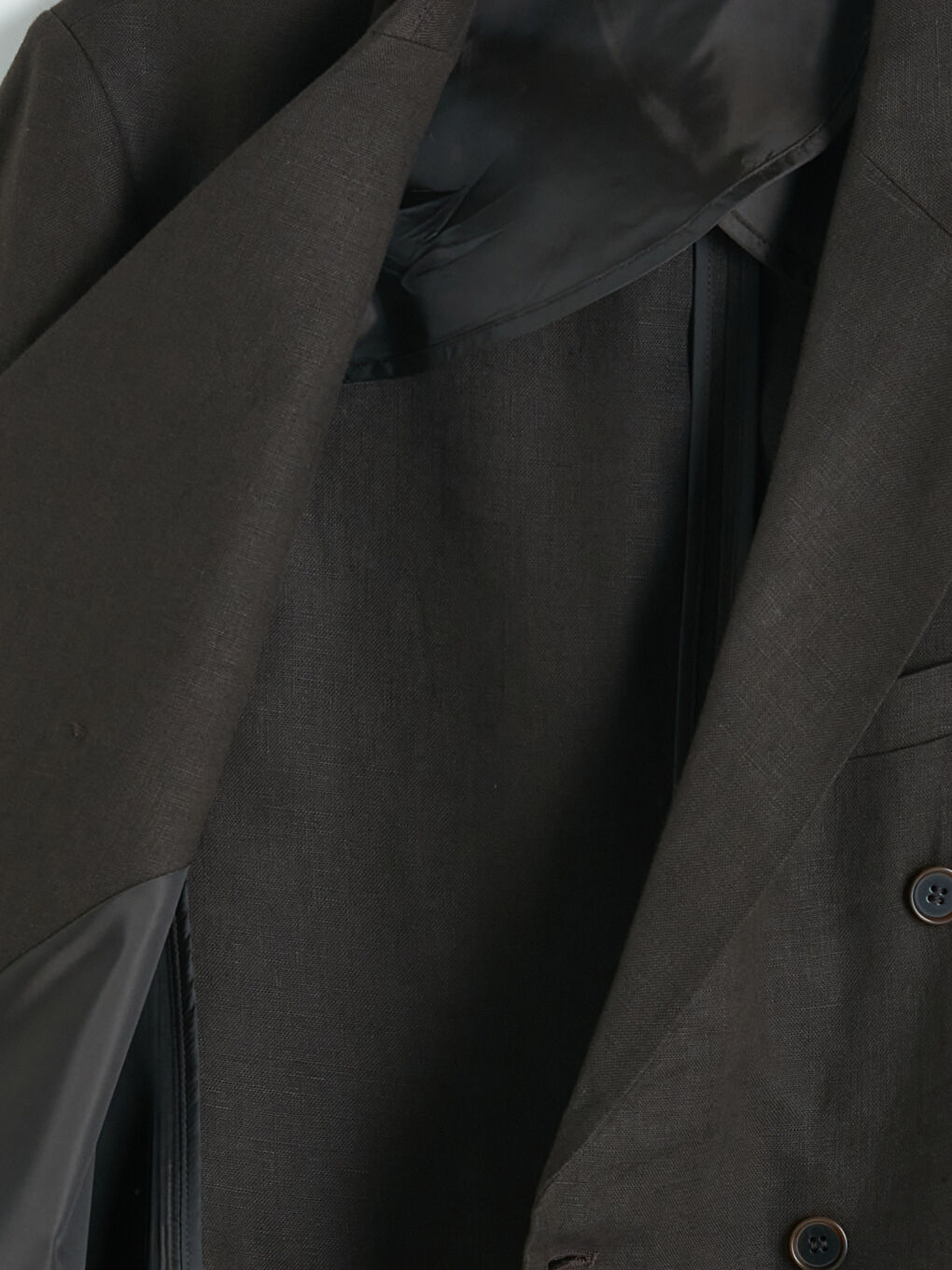 Kahverengi Standart Kalıp Erkek Keten Blazer Ceket-3