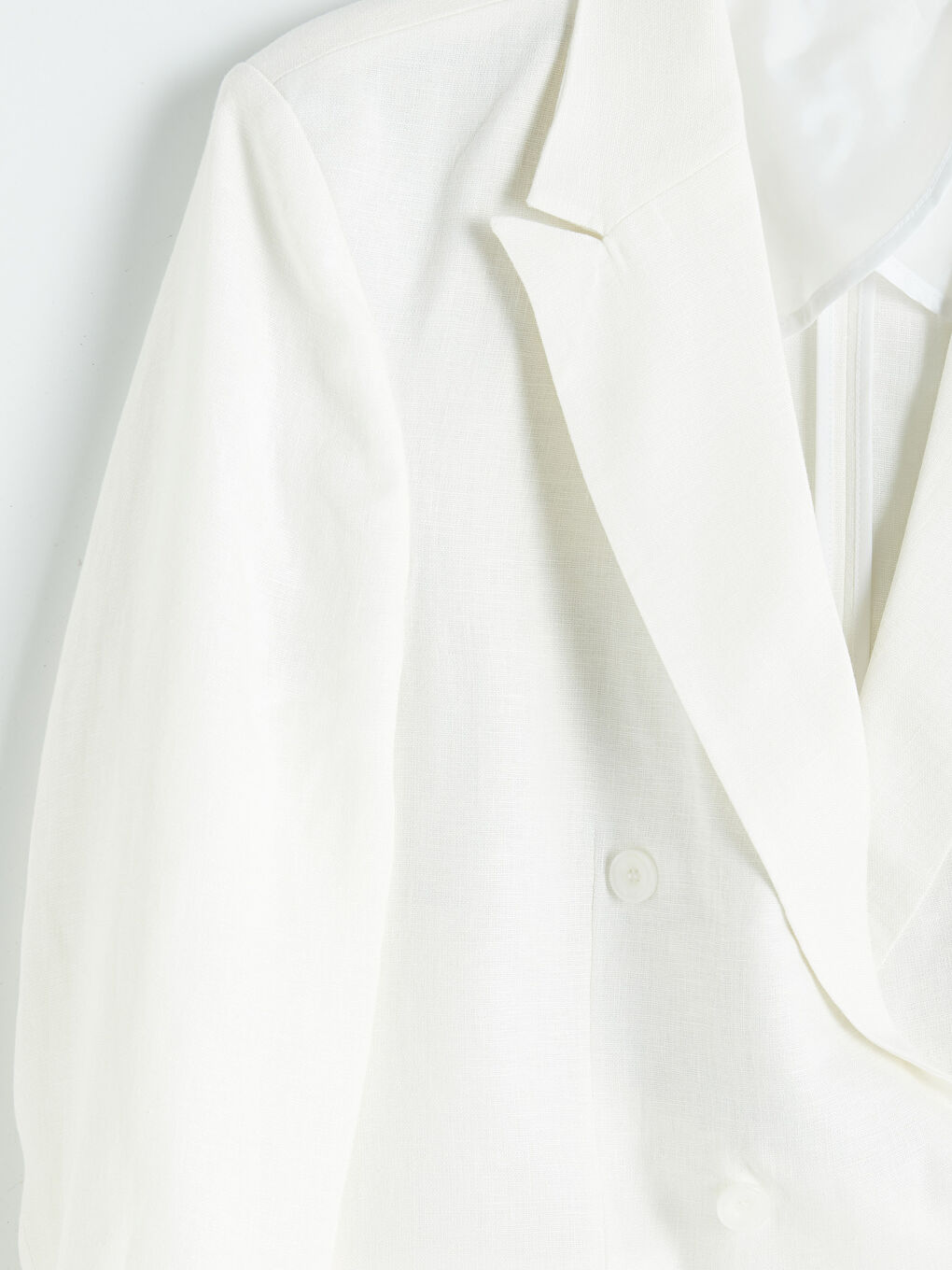 Ekru Standart Kalıp Erkek Keten Blazer Ceket-2