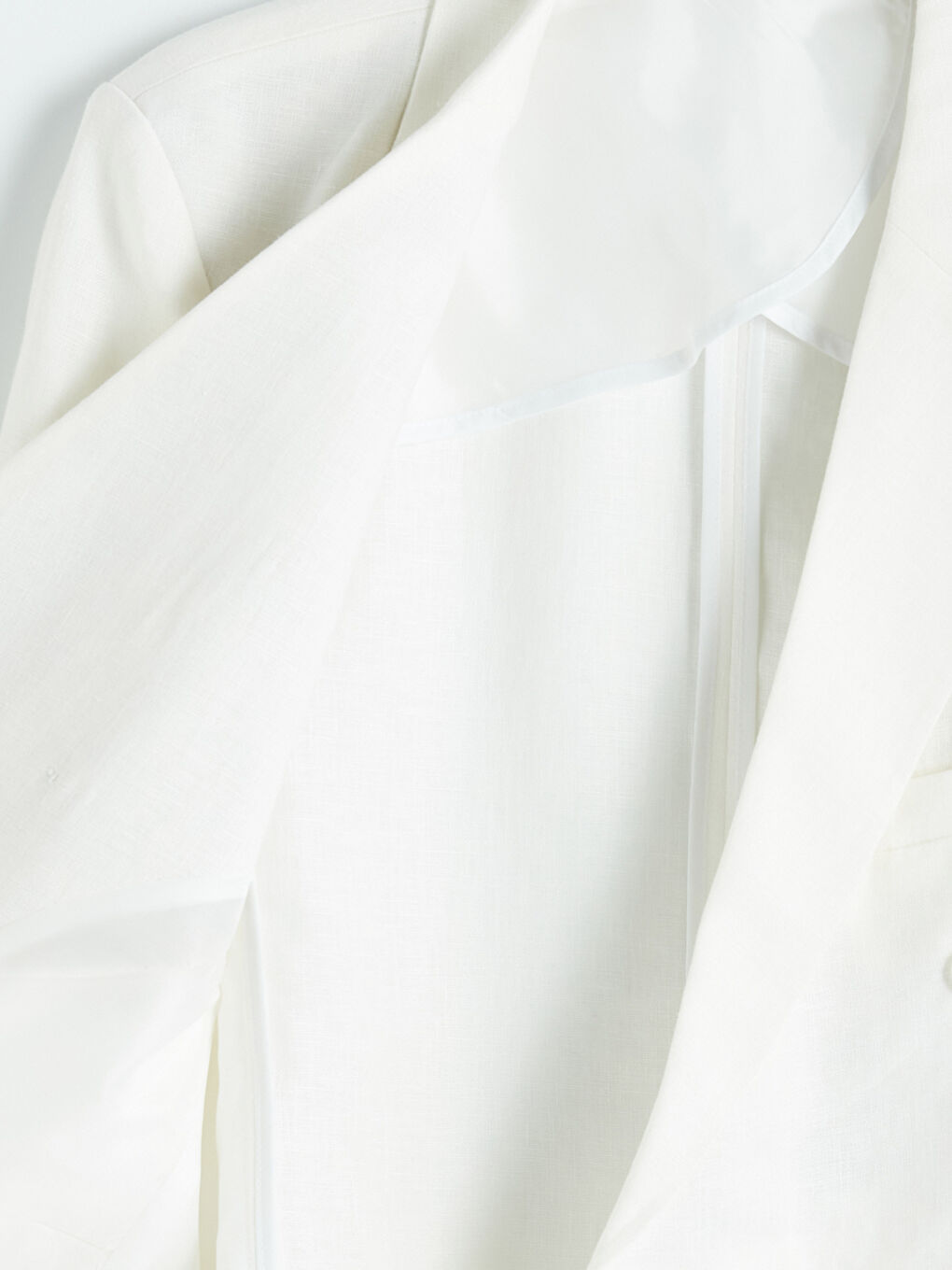 Ekru Standart Kalıp Erkek Keten Blazer Ceket-3