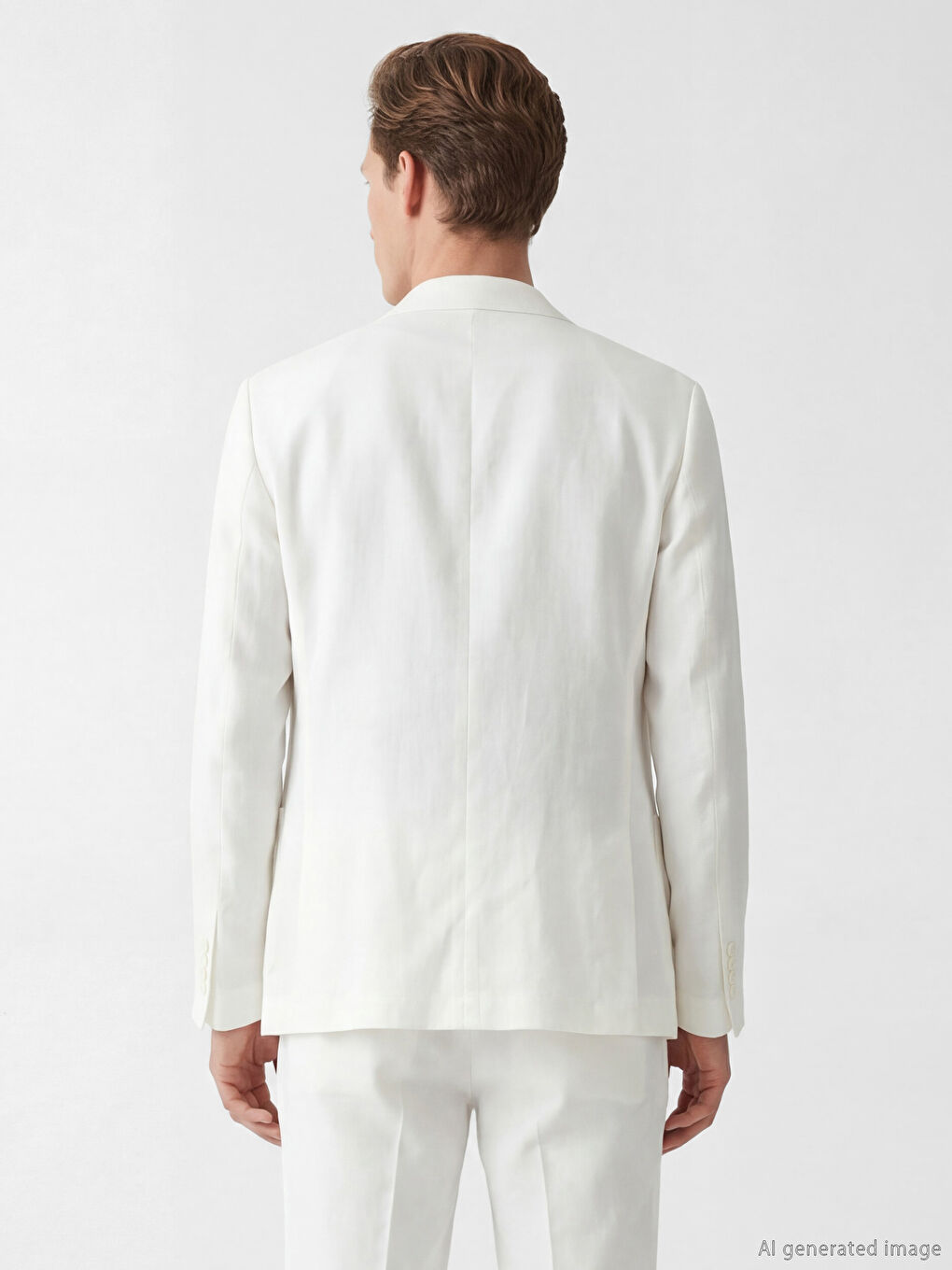 Ekru Standart Kalıp Erkek Keten Blazer Ceket-2