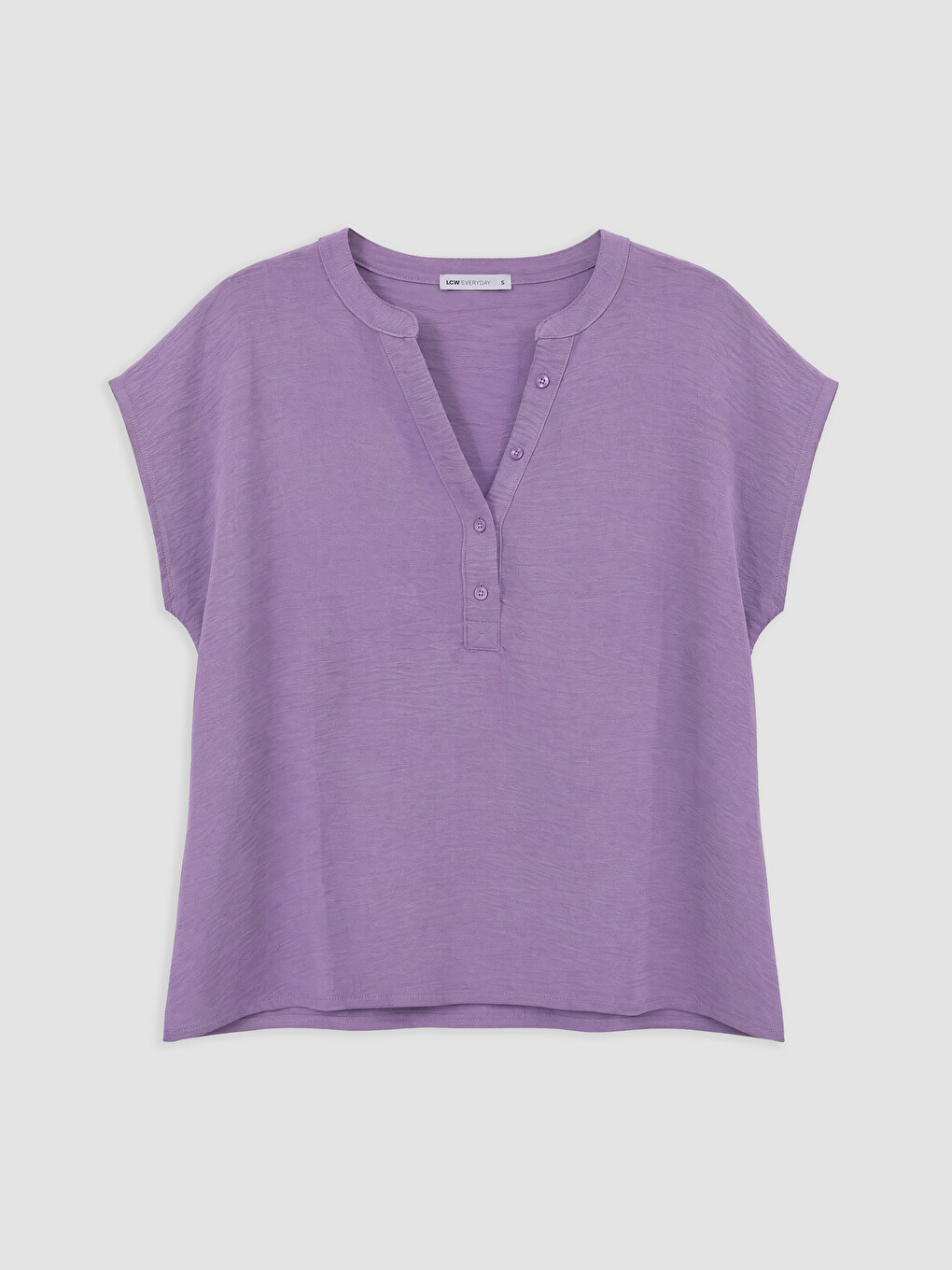 Grandad Collar Short Sleeve Blouse