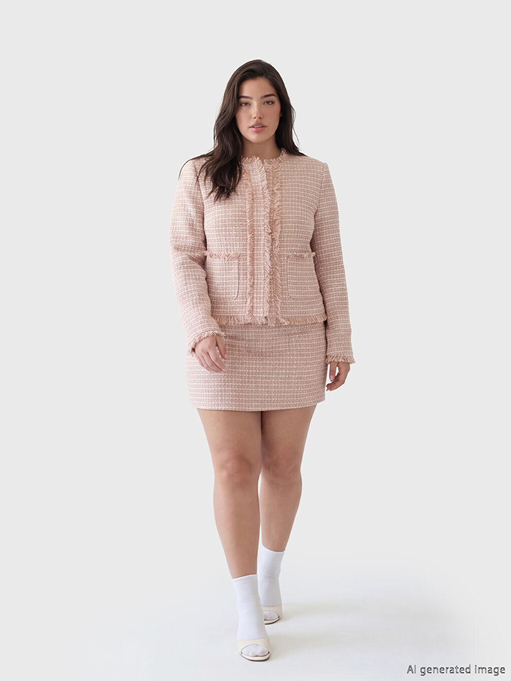 Pembe Petite Yüksek Bel Tüvit Mini Etek	-1