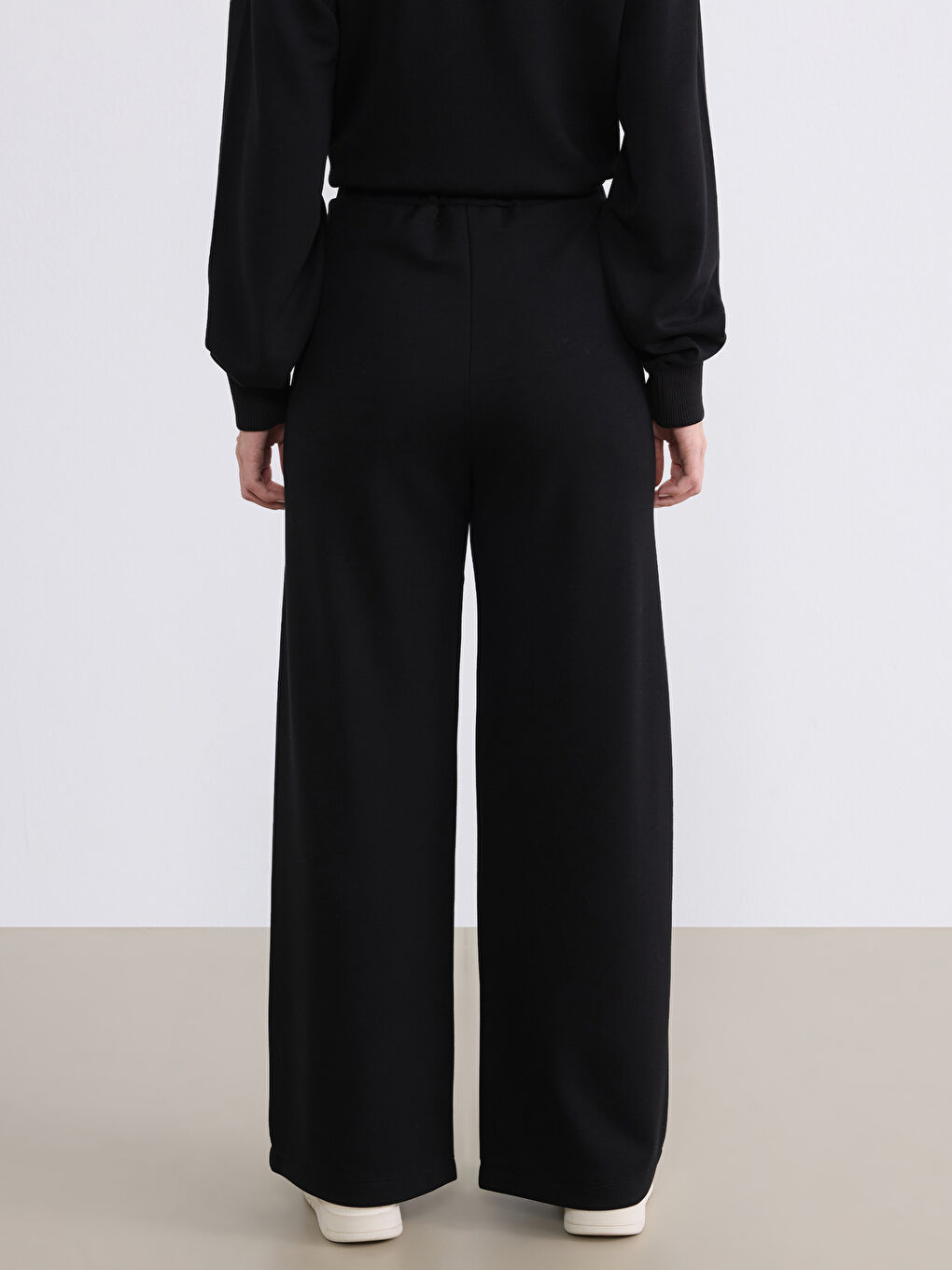 Siyah Petite Beli Lastikli Kadın Eşofman Altı-4