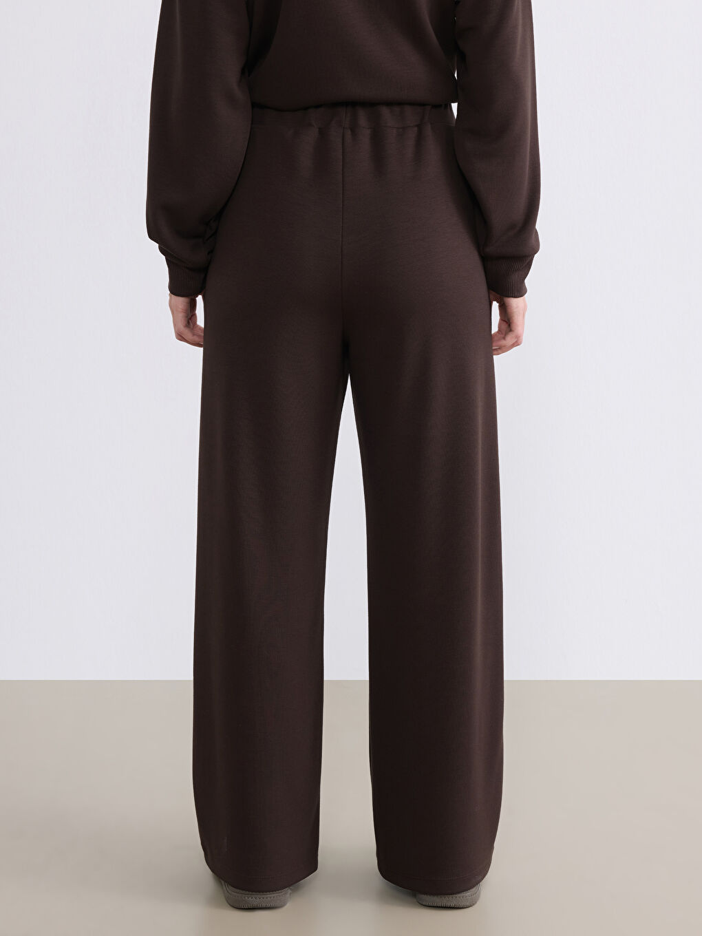 Kahverengi Petite Beli Lastikli Kadın Eşofman Altı-4