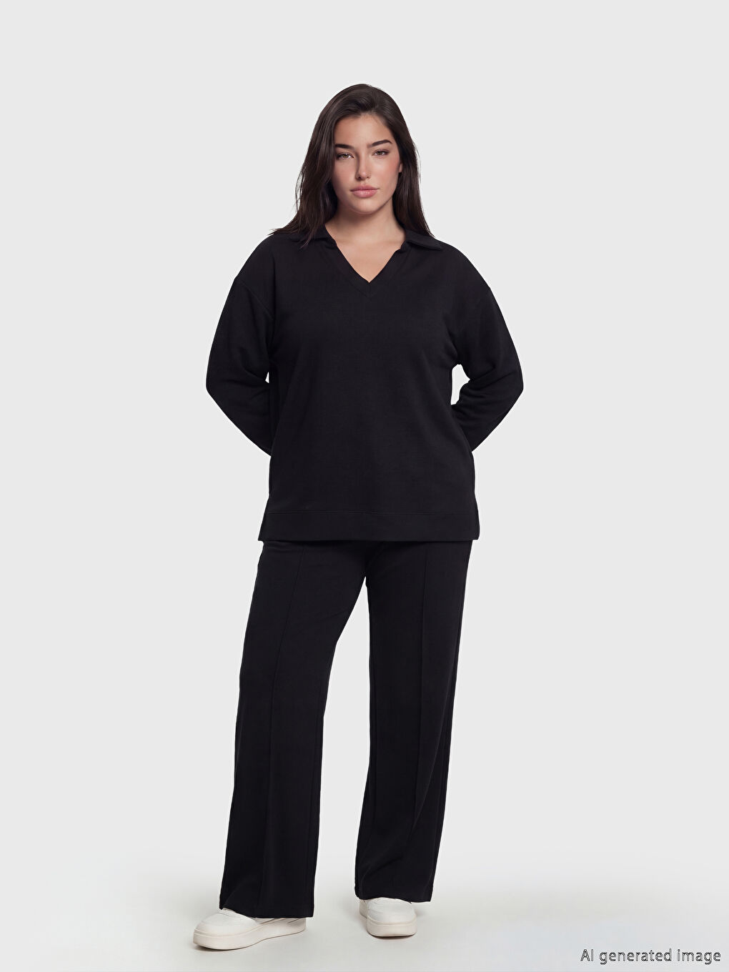 Siyah Petite Beli Lastikli Kadın Eşofman Altı-1