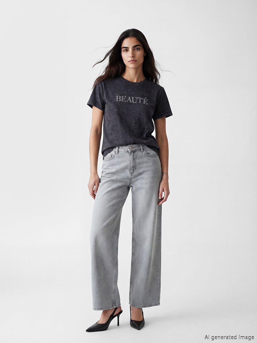 Женская футболка с круглым вырезом, украшенная стразами-1