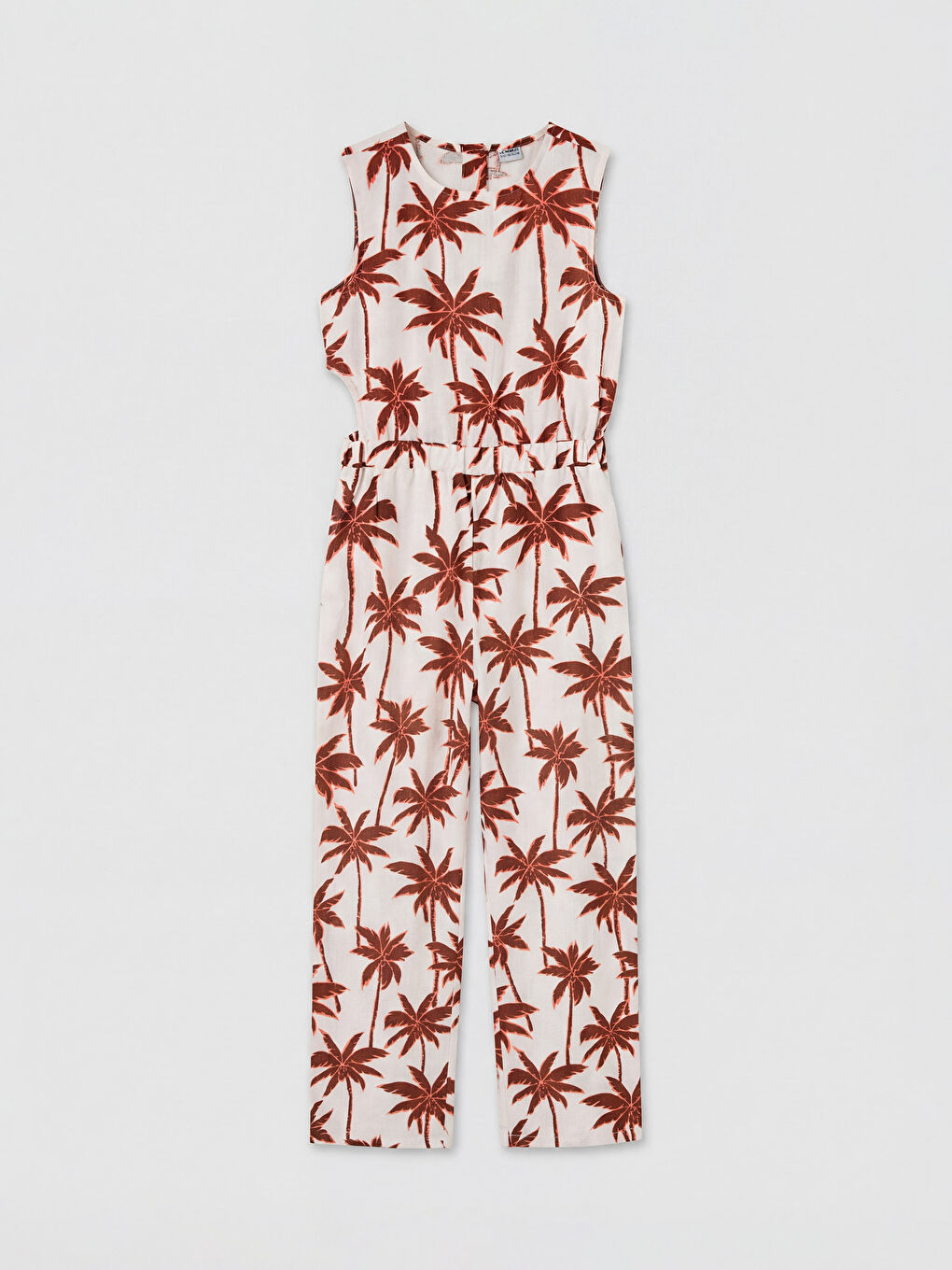 Ekru Desenli Kız Çocuk Tulum