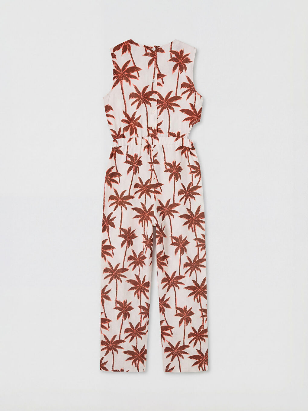 Ekru Desenli Kız Çocuk Tulum-1