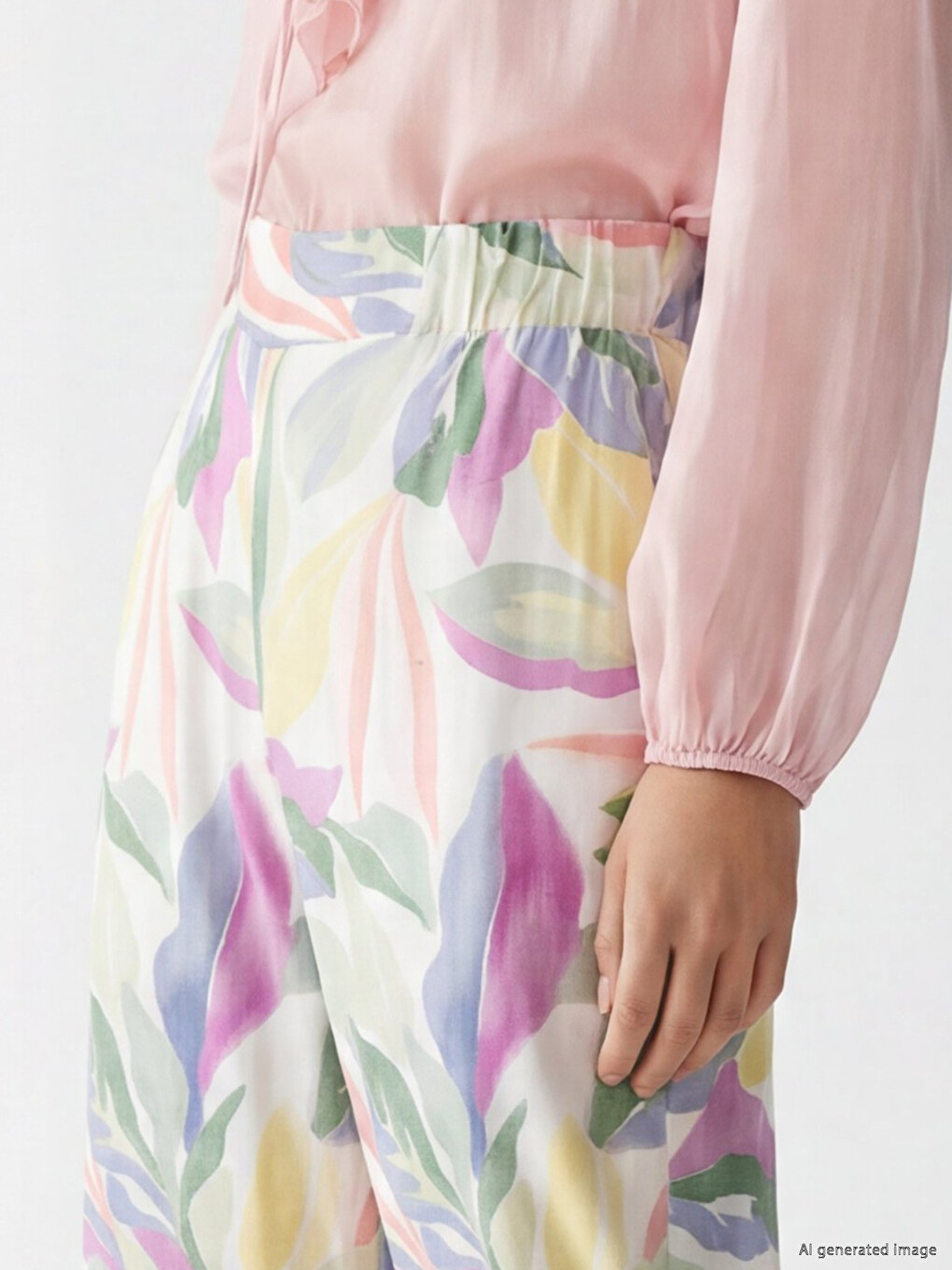 Elastic Waist Patterned Women's Trousers-2