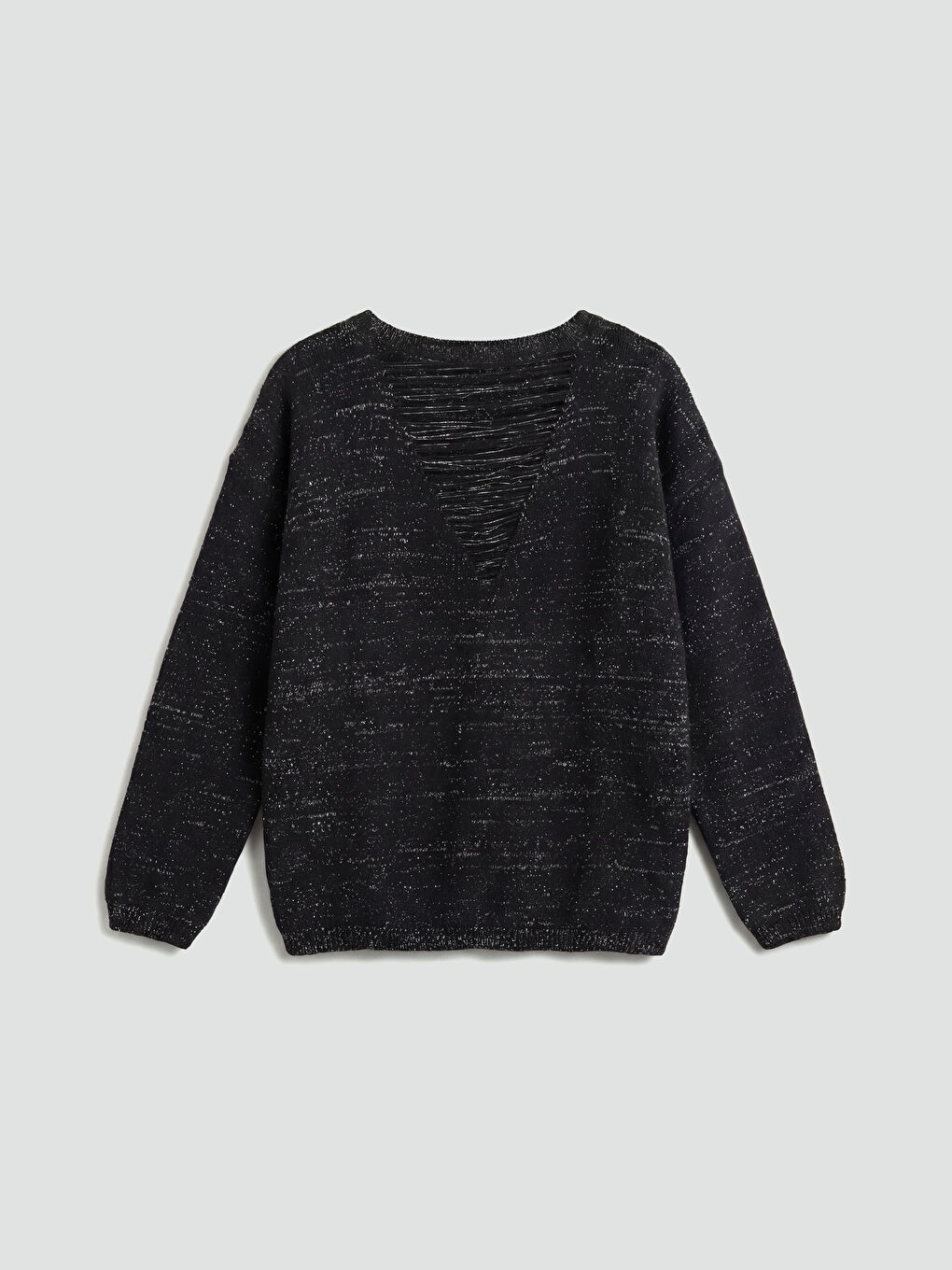 Siyah Kayık Yaka Kadın Triko Kazak-4