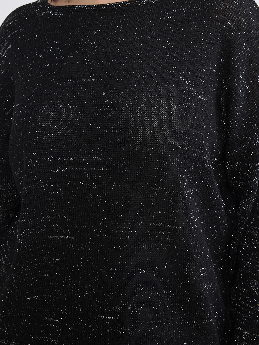 Siyah Kayık Yaka Kadın Triko Kazak-2