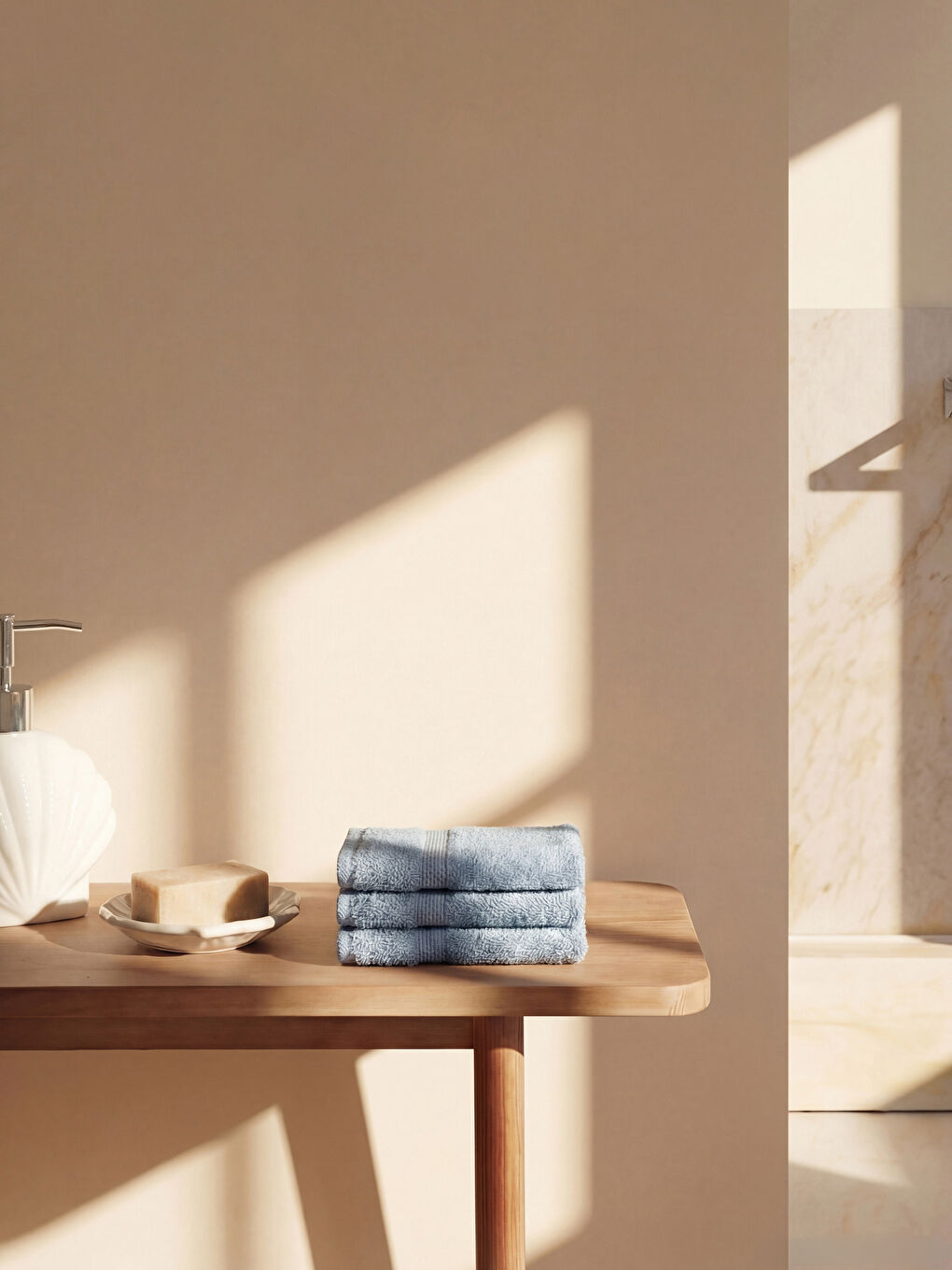 Mavi Pamuklu El Havlusu 3'lü 30x30 cm