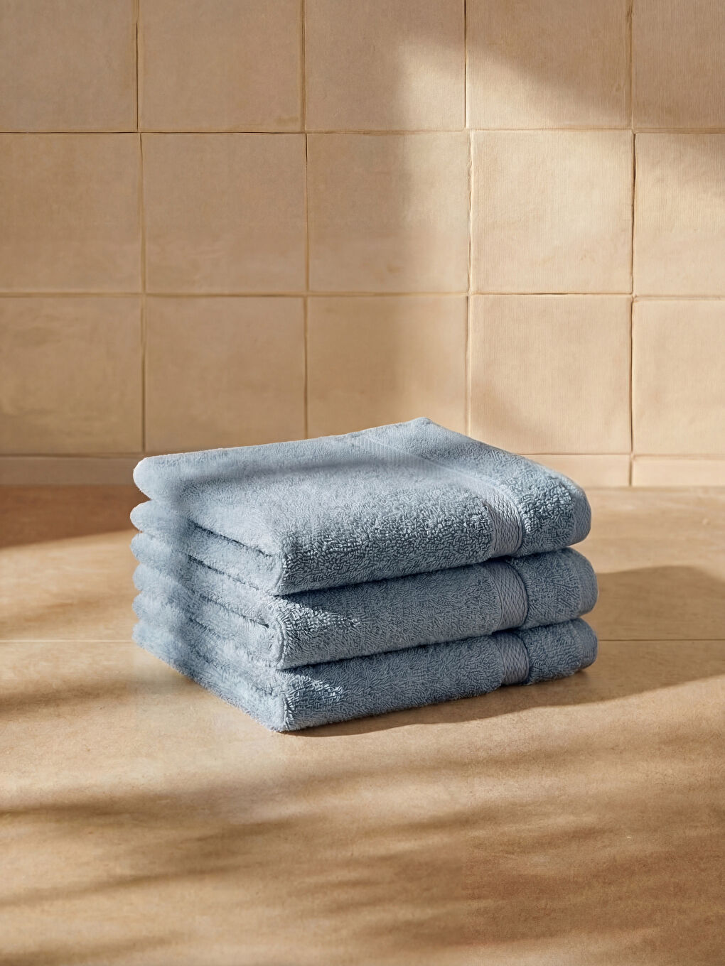 Mavi Pamuklu El Havlusu 3'lü 30x30 cm-1