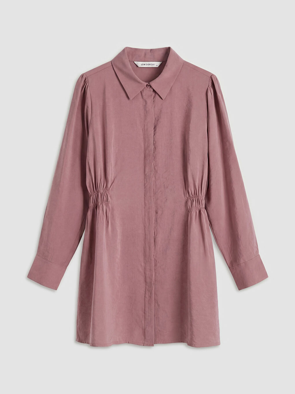 Pembe Beli Büzgülü Kadın Gömlek Tunik