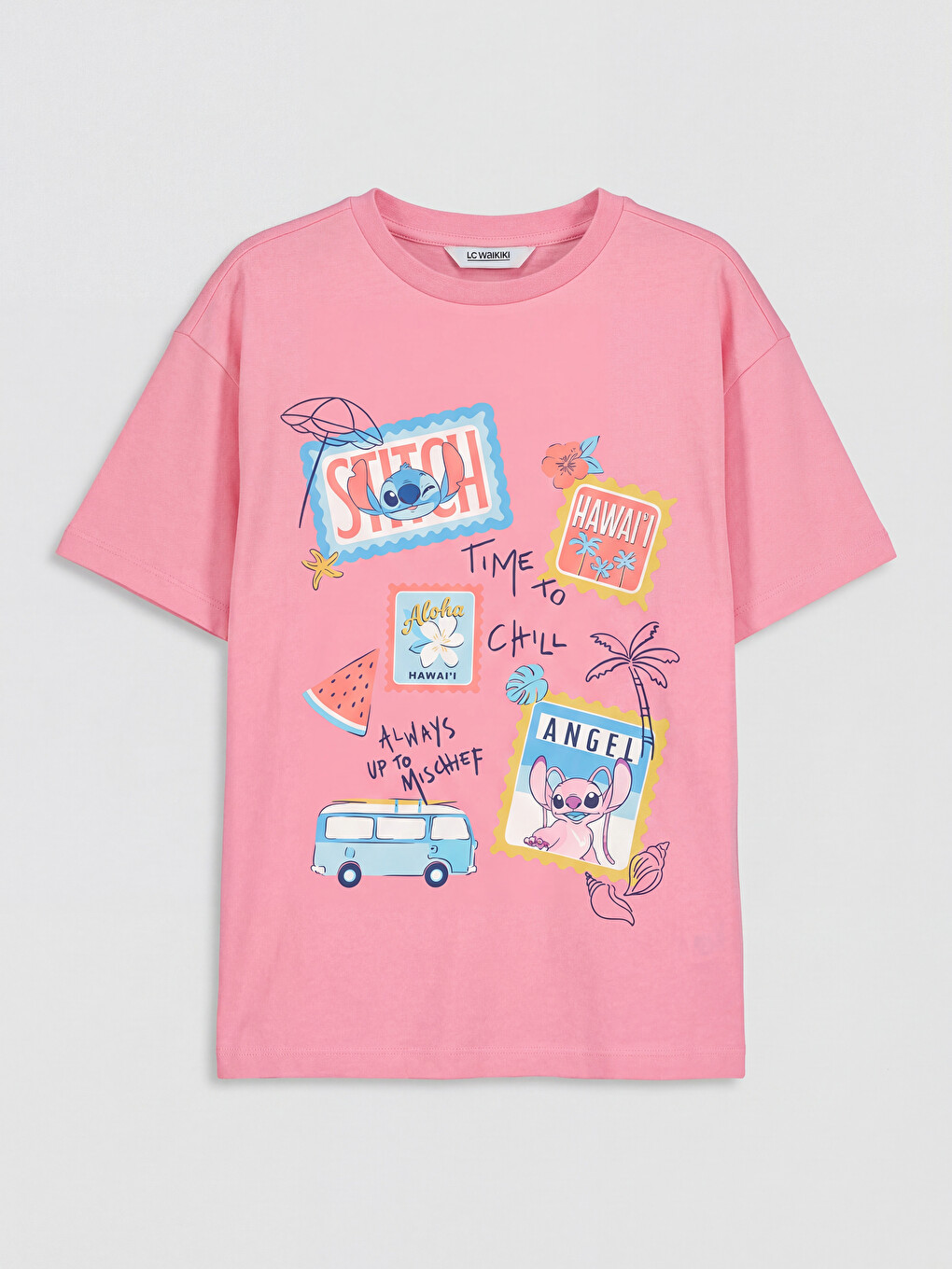 Stitch and Angel Printed Girls' T-Shirt
