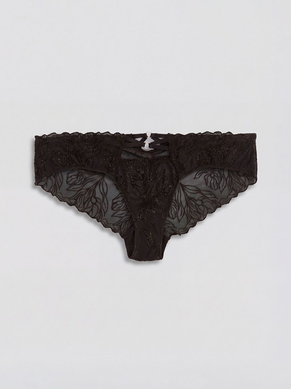 Kahverengi Dantelli Fantezi Bikini Külot