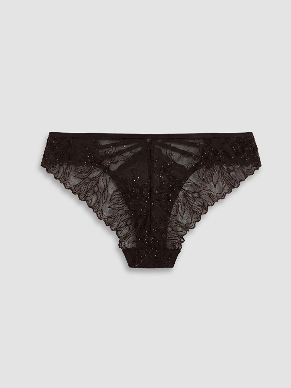 Kahverengi Dantelli Fantezi Brazilian Külot-1