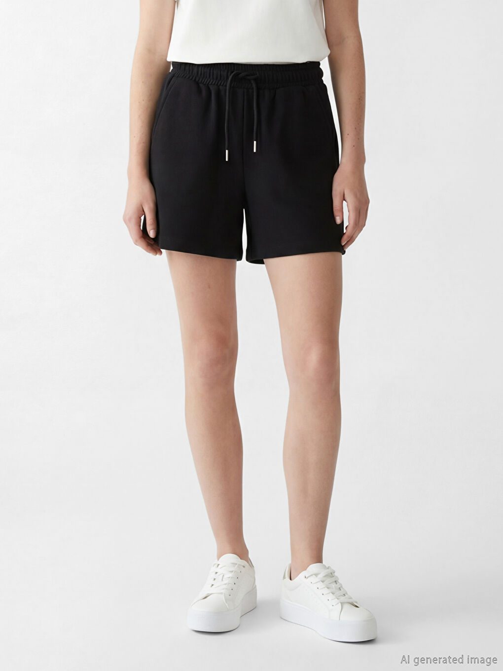 Short Femme à Taille Élastiquée-1