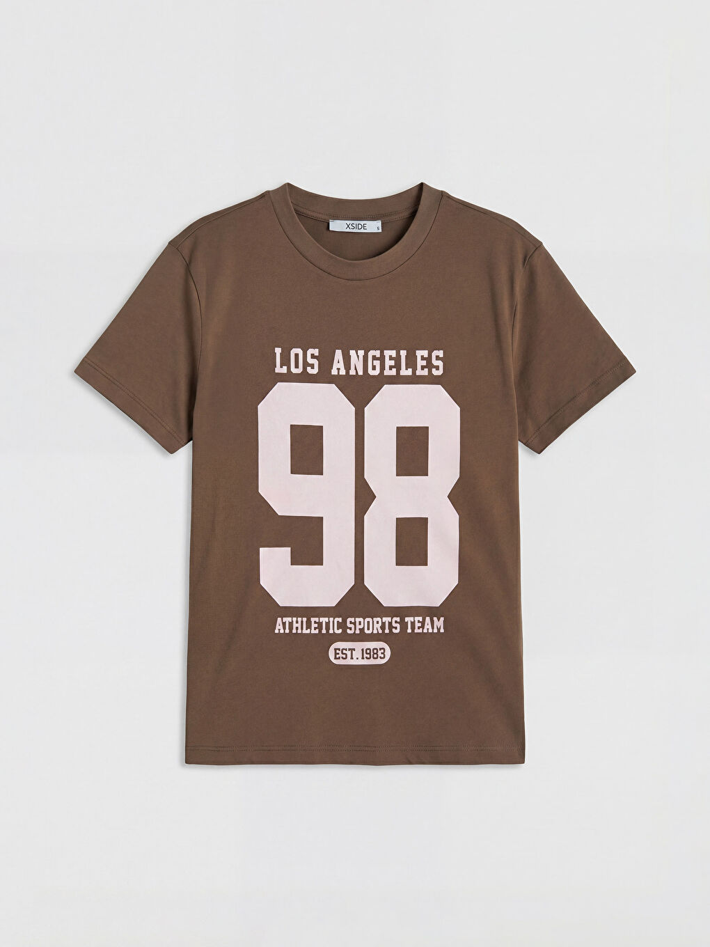 تي شيرت نسائي مطبوع لوس أنجلِس بياقة دائرية-4