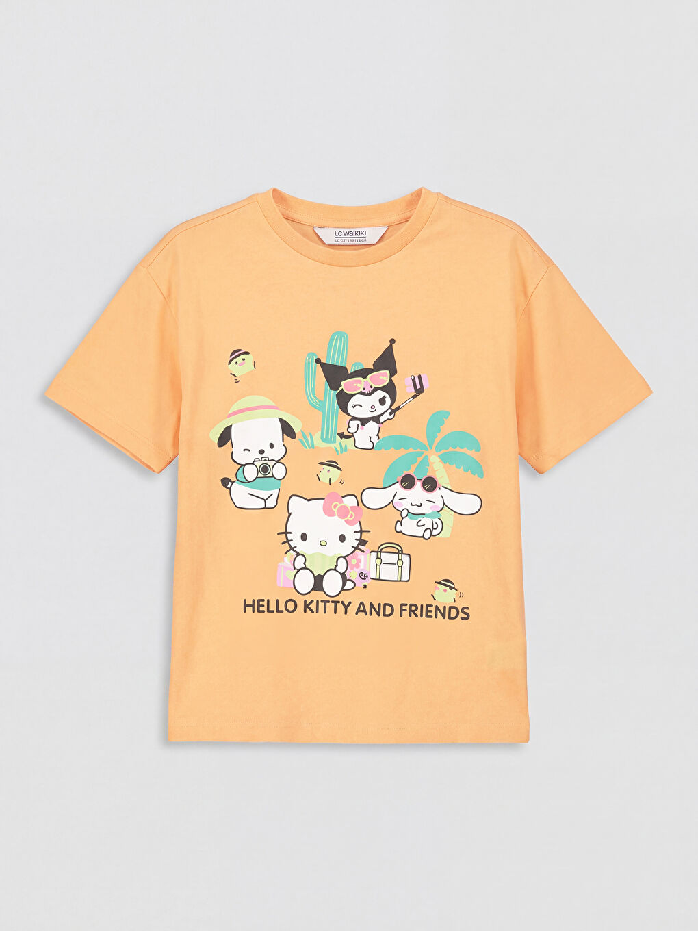 Crew Neck Hello Kitty Printed Girls' T-Shirt