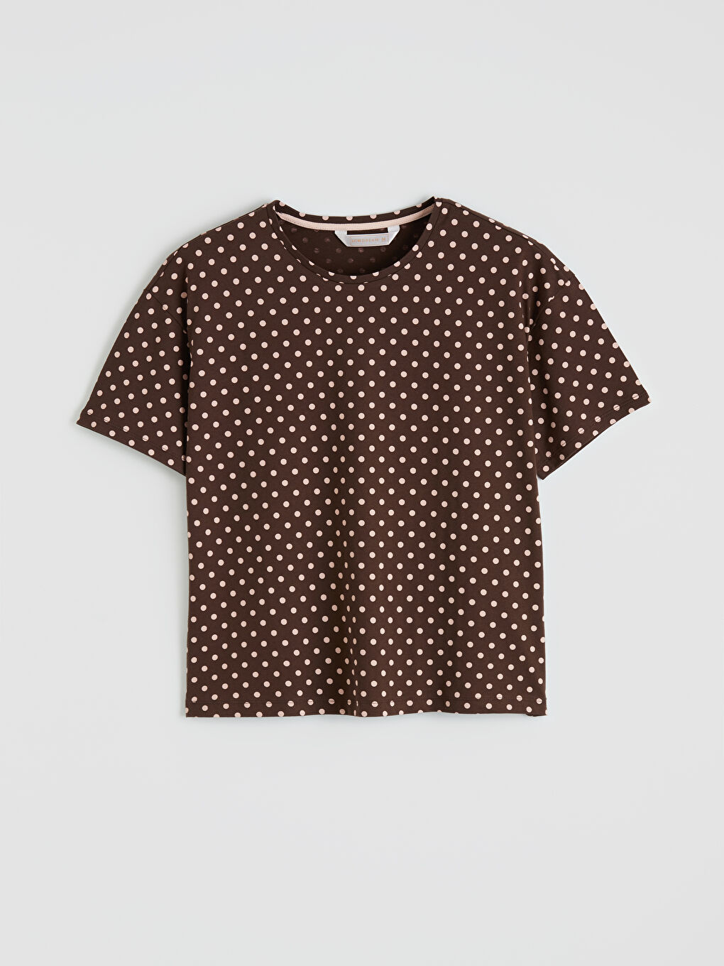 Kahverengi Puantiyeli Kadın Kaprili Pijama Takımı-1