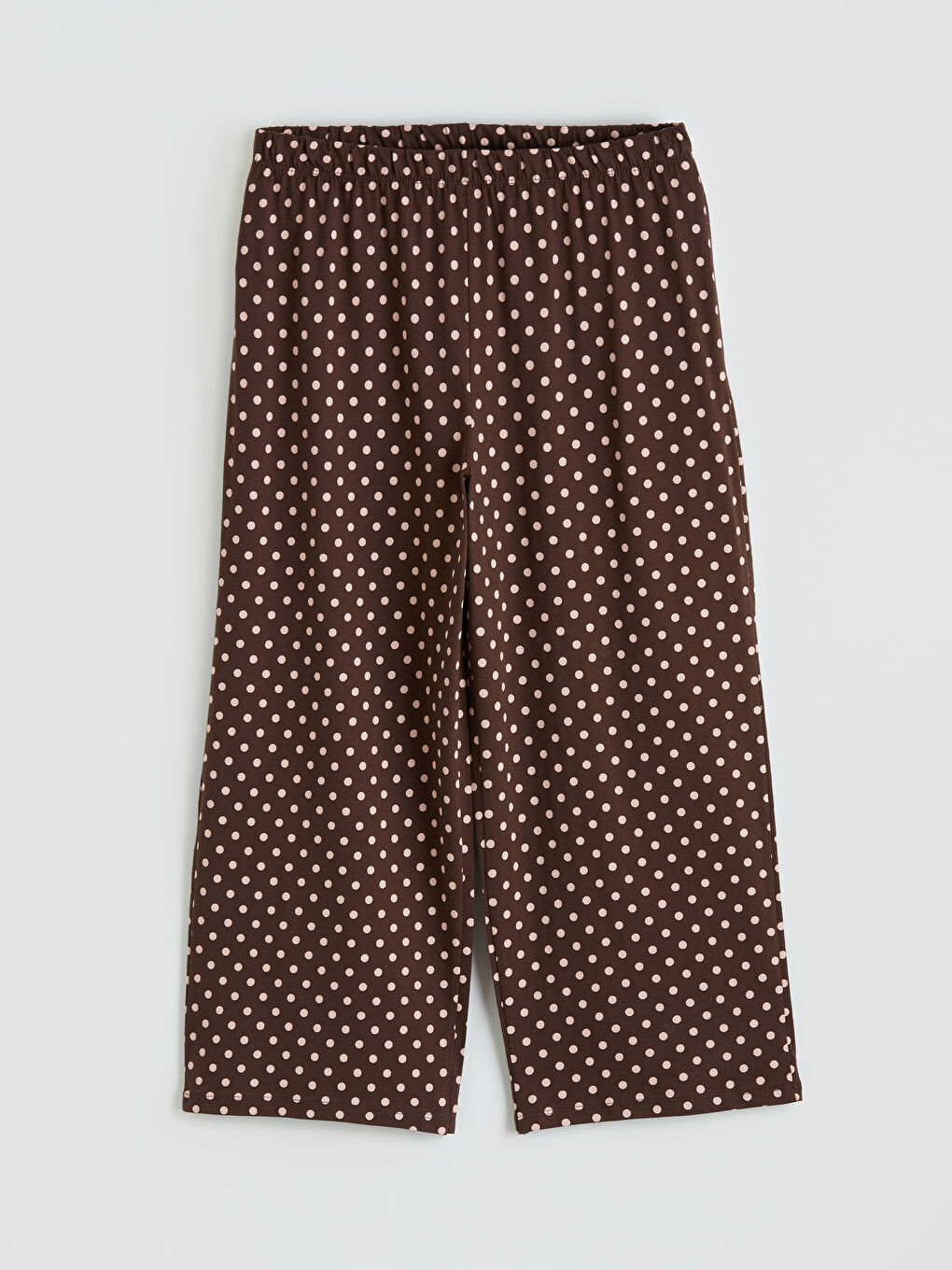 Kahverengi Puantiyeli Kadın Kaprili Pijama Takımı-2