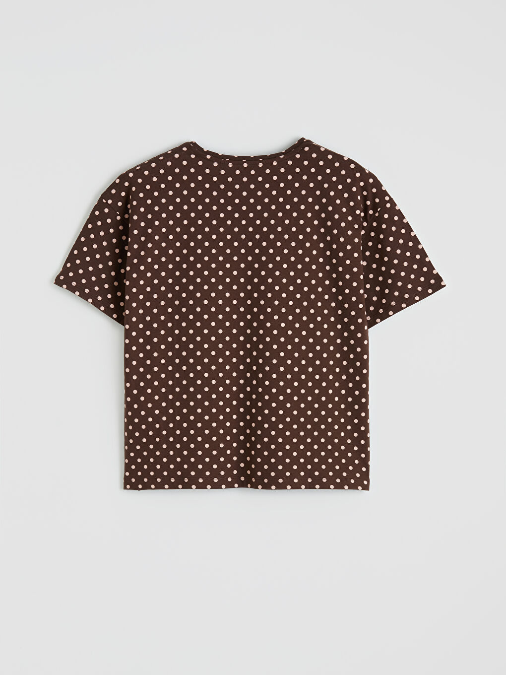 Kahverengi Puantiyeli Kadın Kaprili Pijama Takımı-3