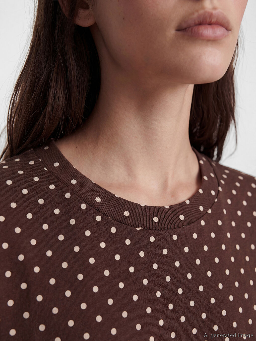 Kahverengi Puantiyeli Kadın Kaprili Pijama Takımı-2